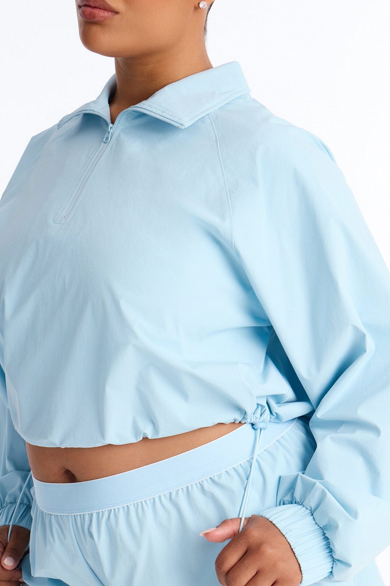 Alora Windbreaker Lounge Quarter Zip - Light Blue