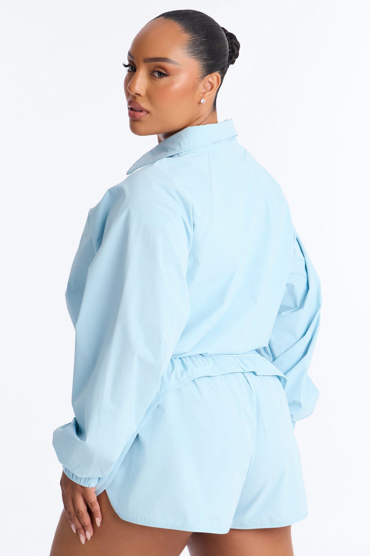 Alora Windbreaker Lounge Quarter Zip - Light Blue