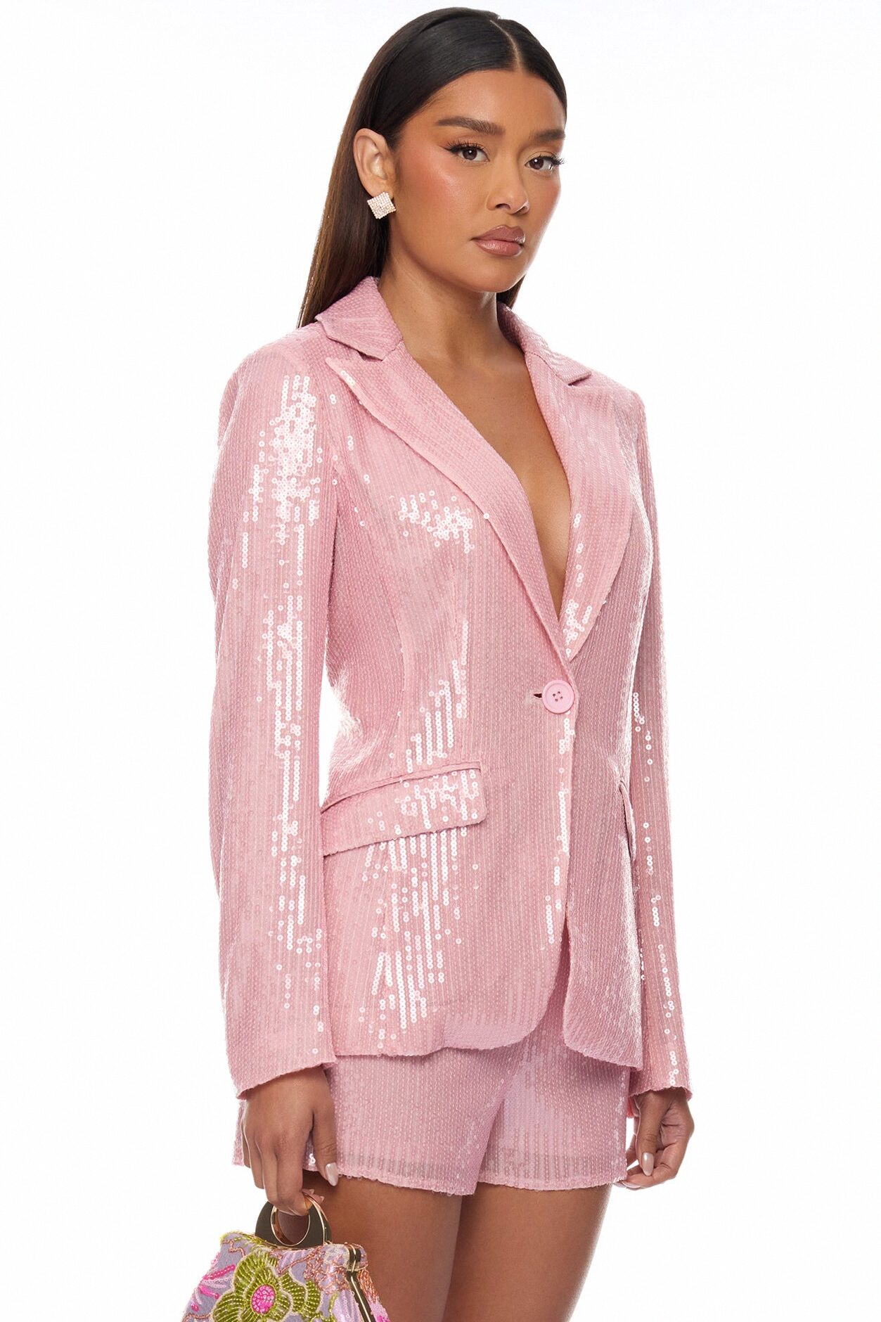 Trina Sequin Hot Short Set - Pink