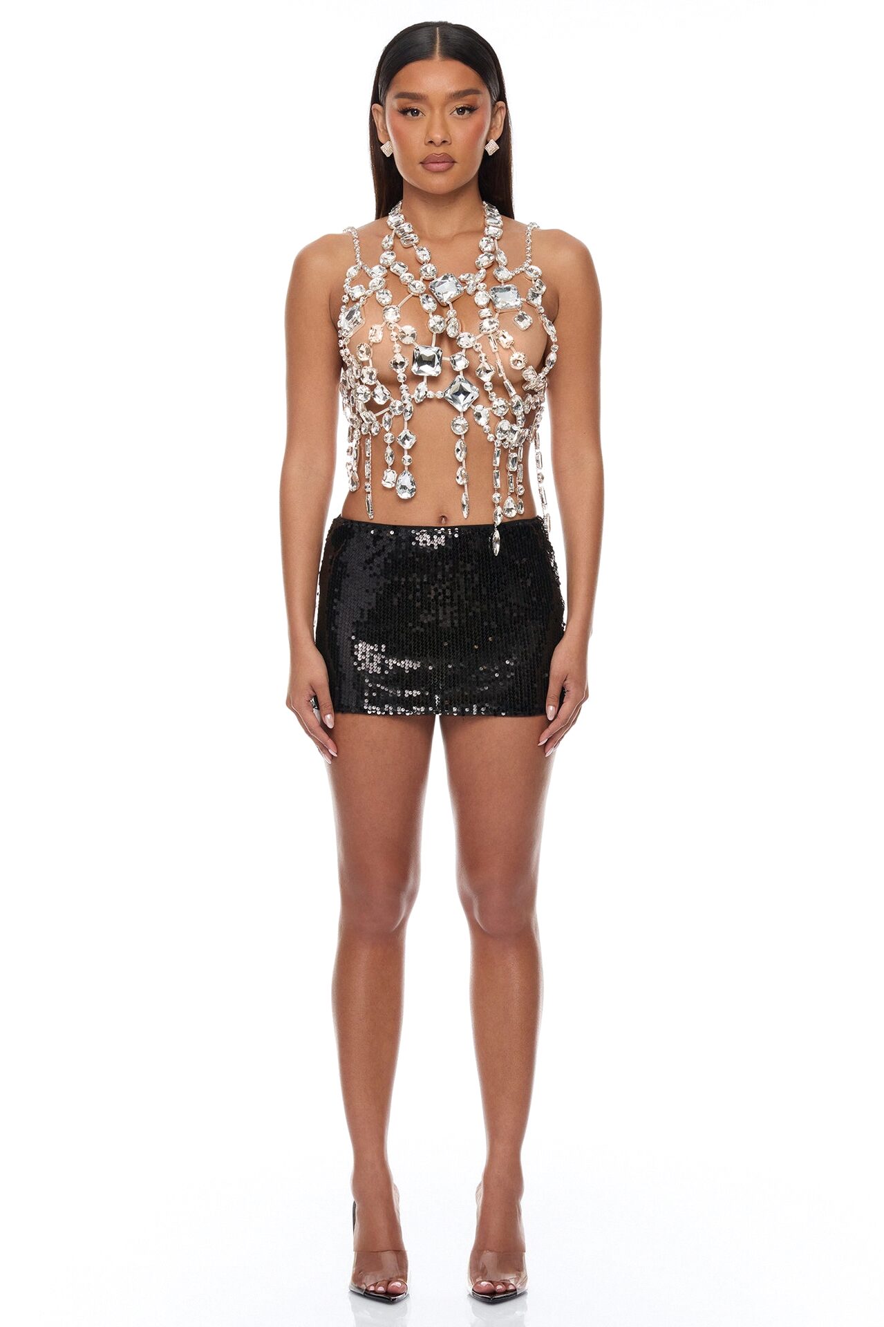 Can't Outshine Me Rhinestone Top - Silver