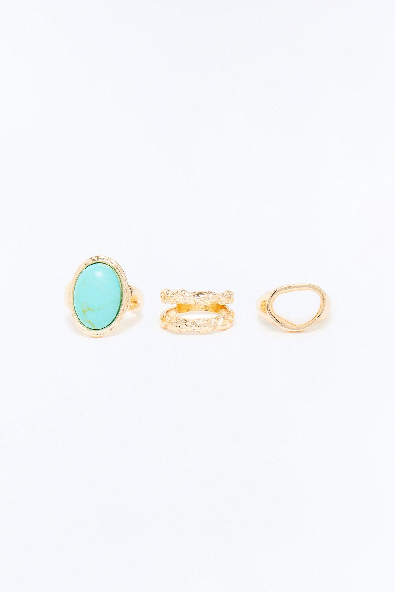 Picture This Jeweled 3 Piece Ring Set - Gold/combo