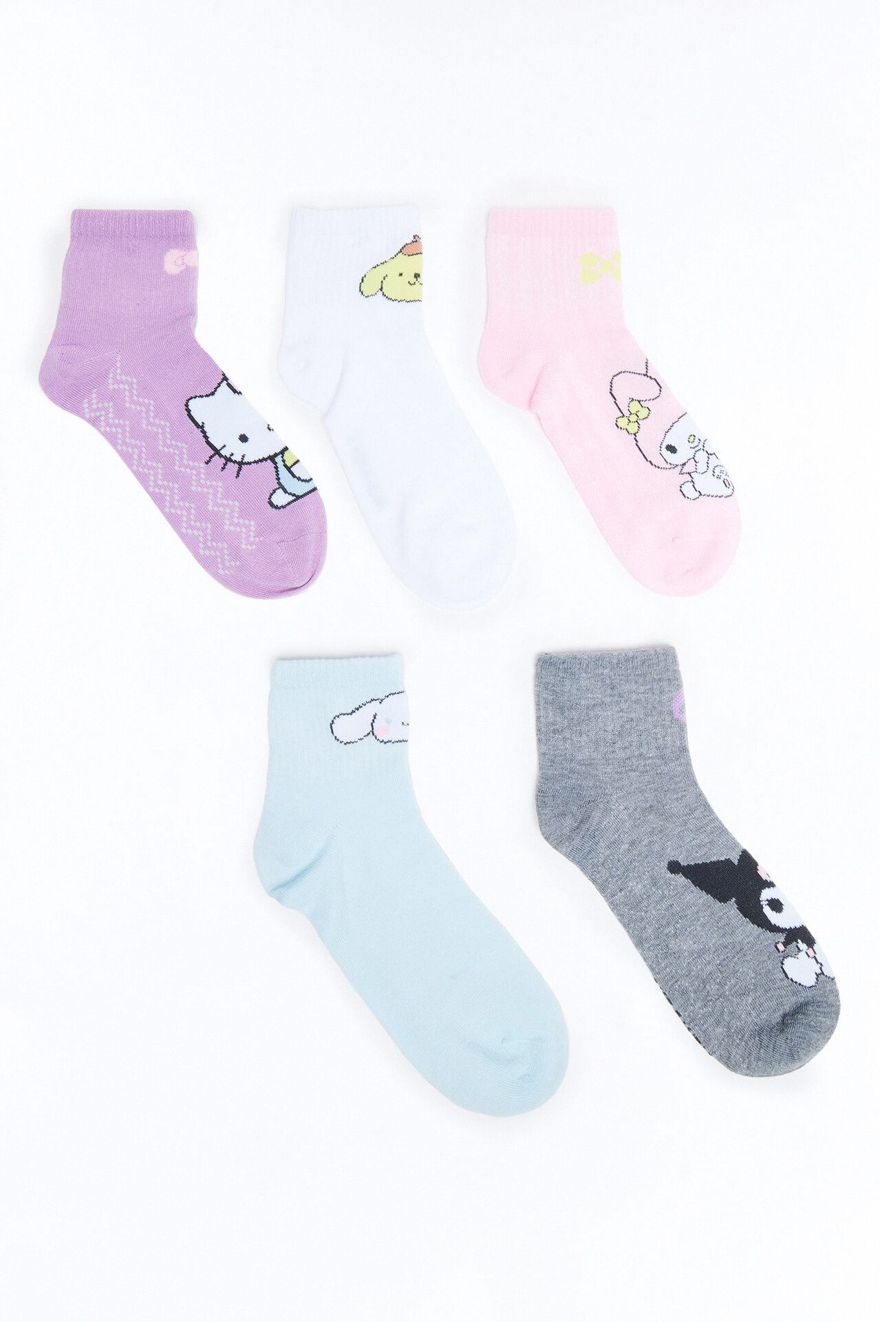 Hello Kitty Team 5 Pack Ankle Socks - Purple/combo