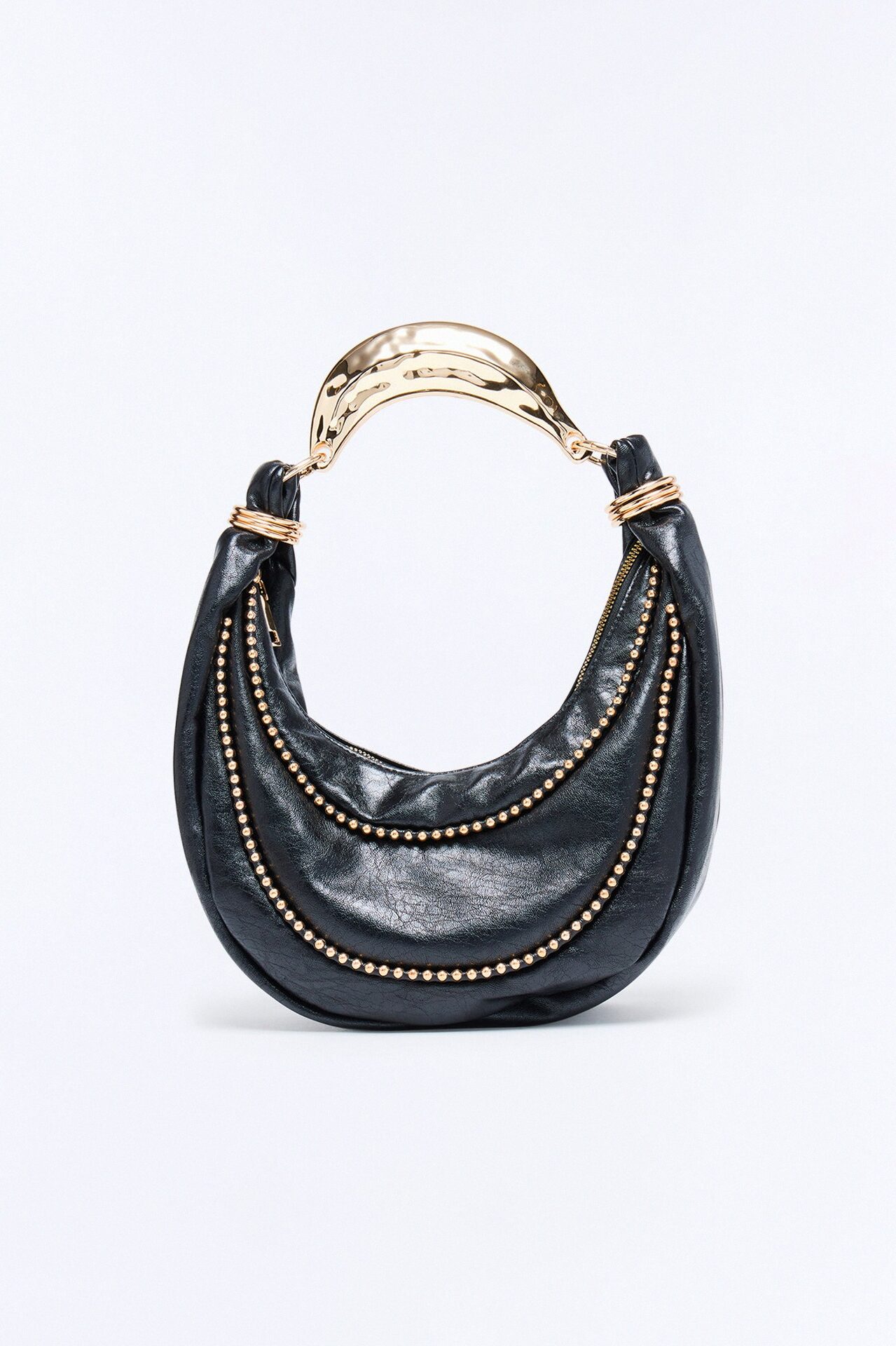 No Curfew Faux Leather Shoulder Bag - Black