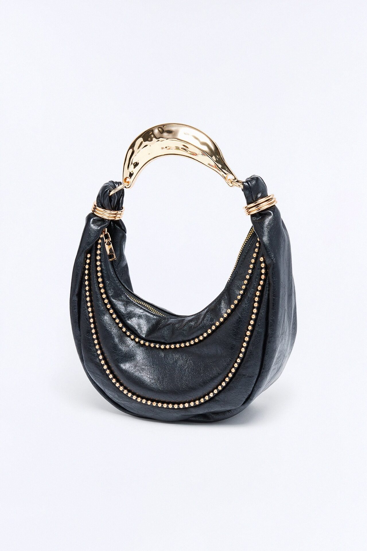 No Curfew Faux Leather Shoulder Bag - Black