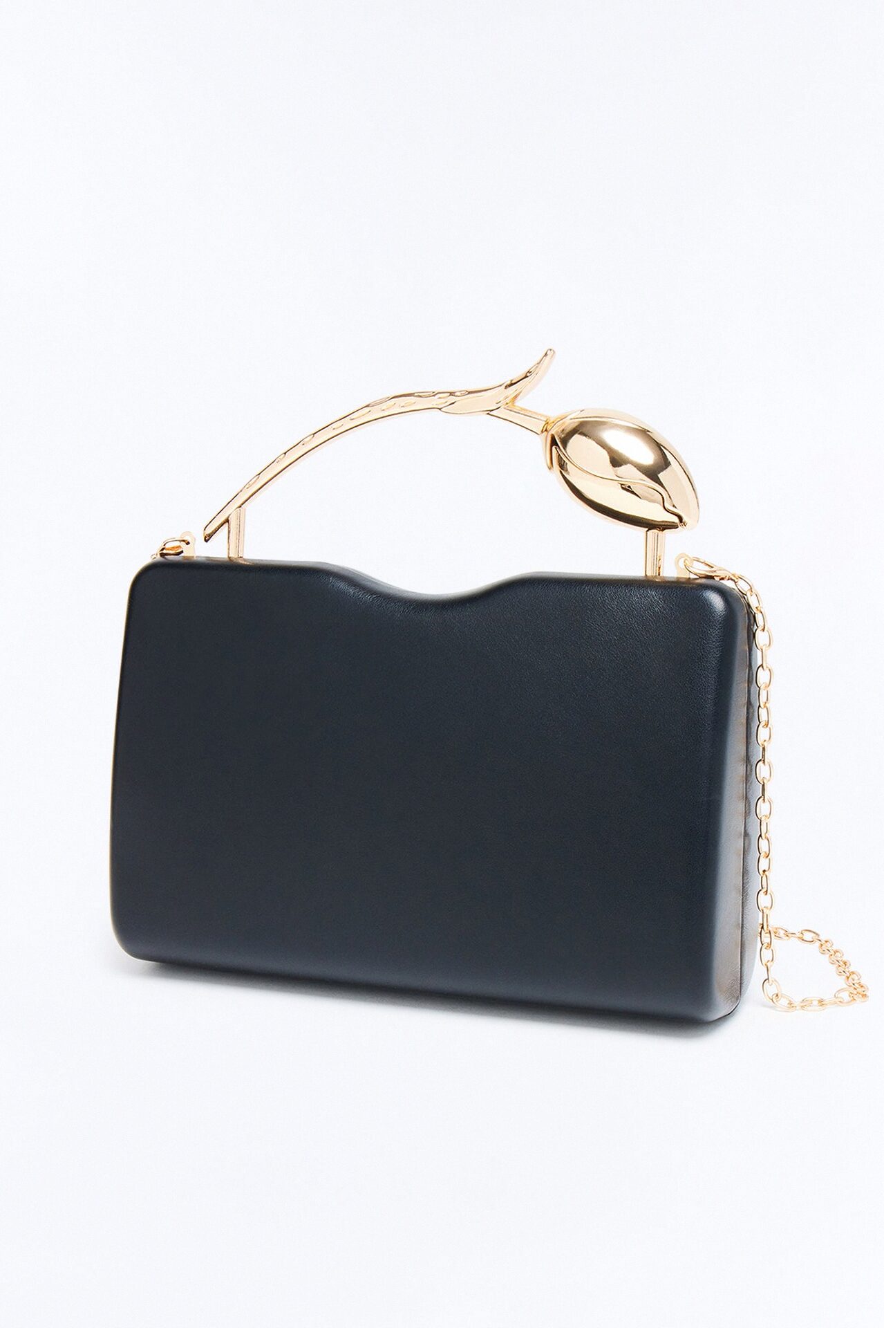 Bring Me Tulips Faux Leather Satchel Bag - Gold/Black