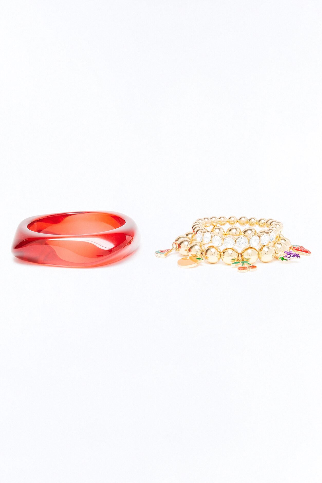 Fruit Pop 3 Piece Bracelet Set - Gold/Red
