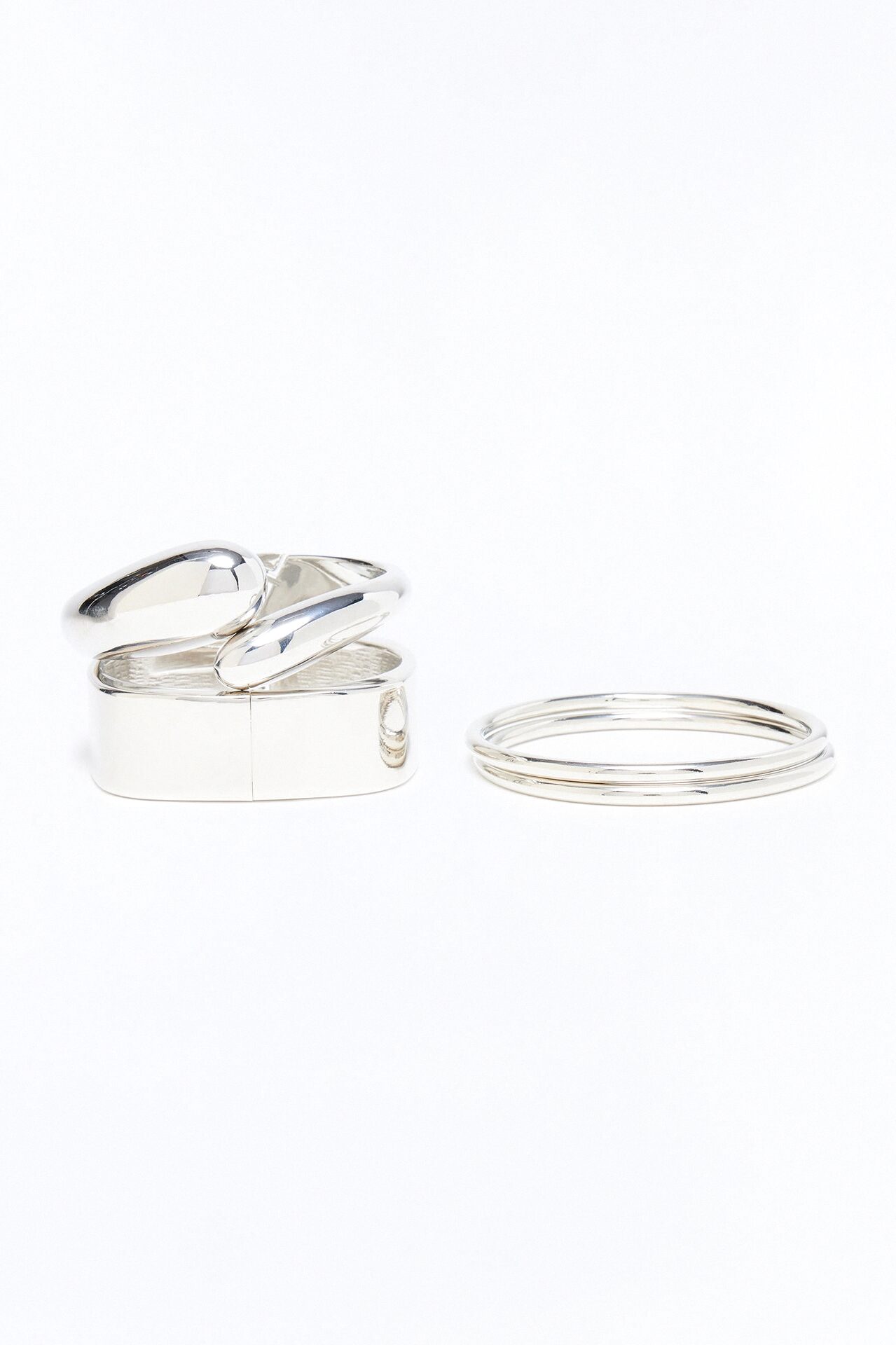 Simplicity Stack 4 Piece Bracelet Set - Silver