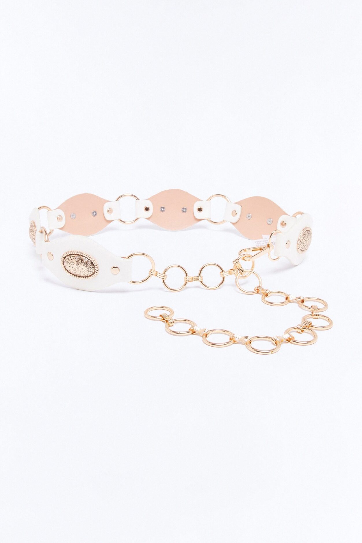At My Waist O-Ring Chain Belt - White