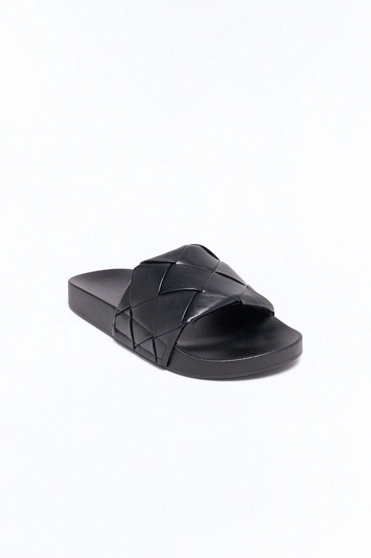 Caera Woven Strap Slides - Black