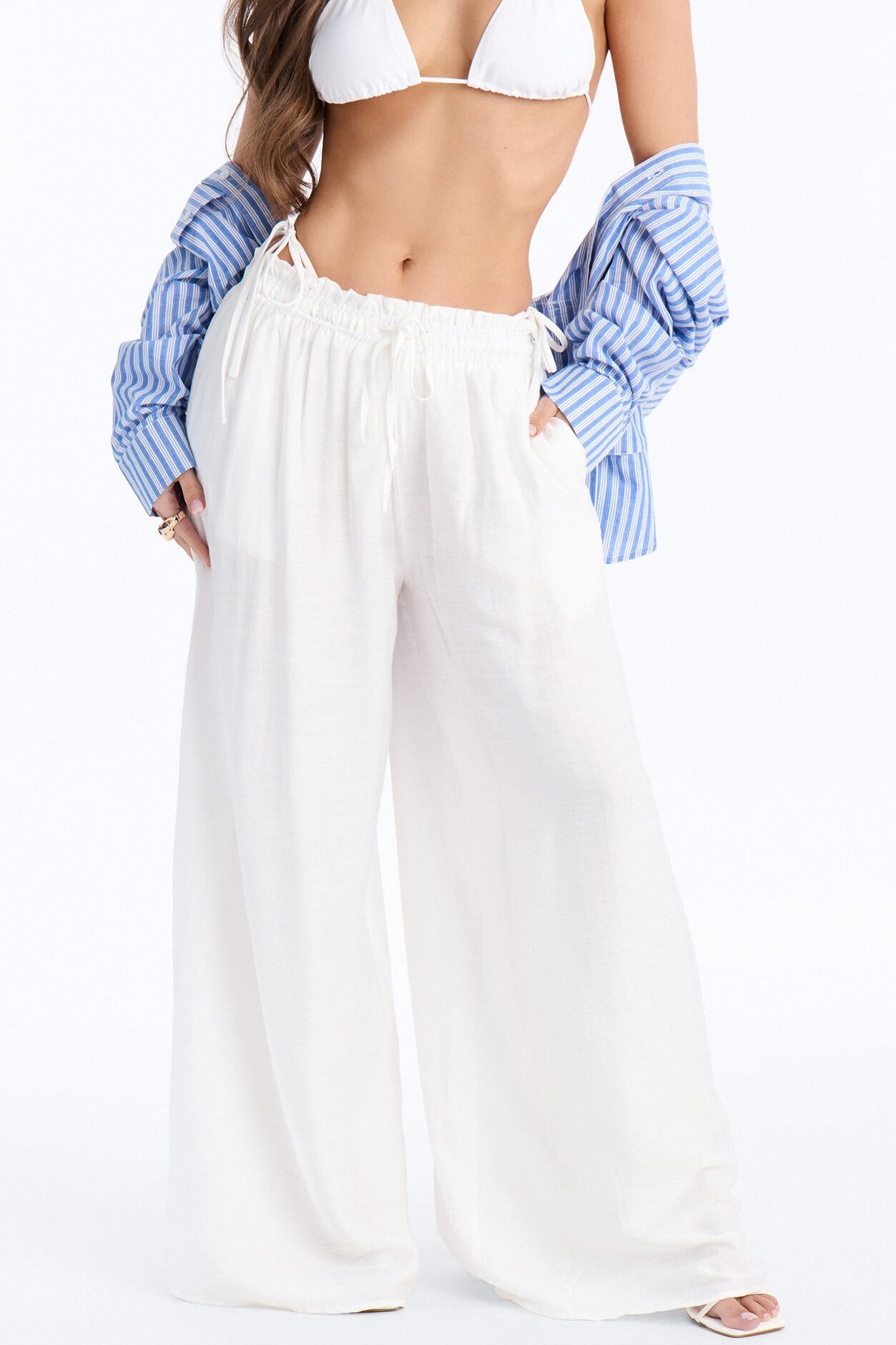 Lainey High Rise Wide Leg Pant 33″ - White