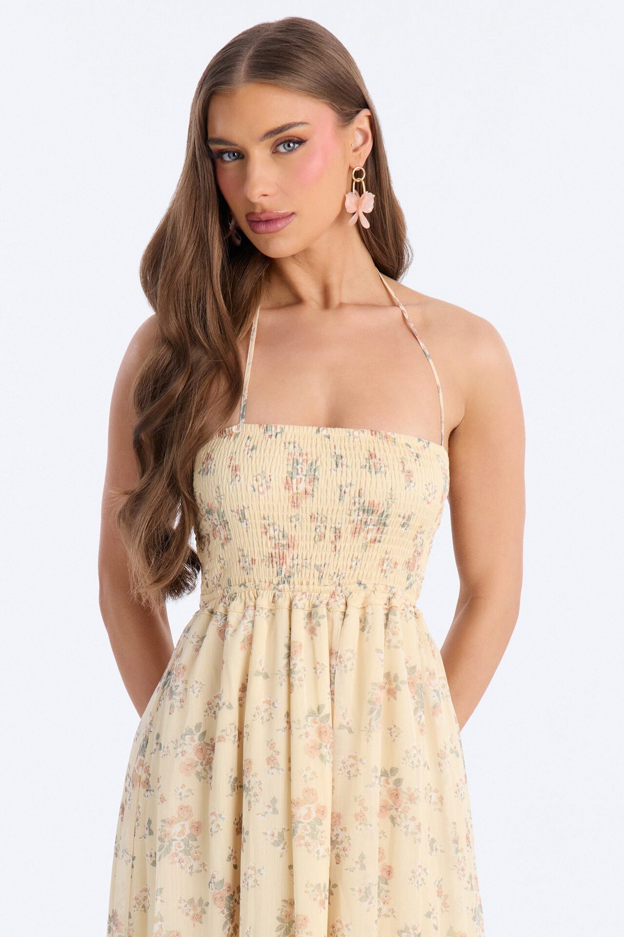 Lilah Floral Backless Maxi Dress - Yellow/combo