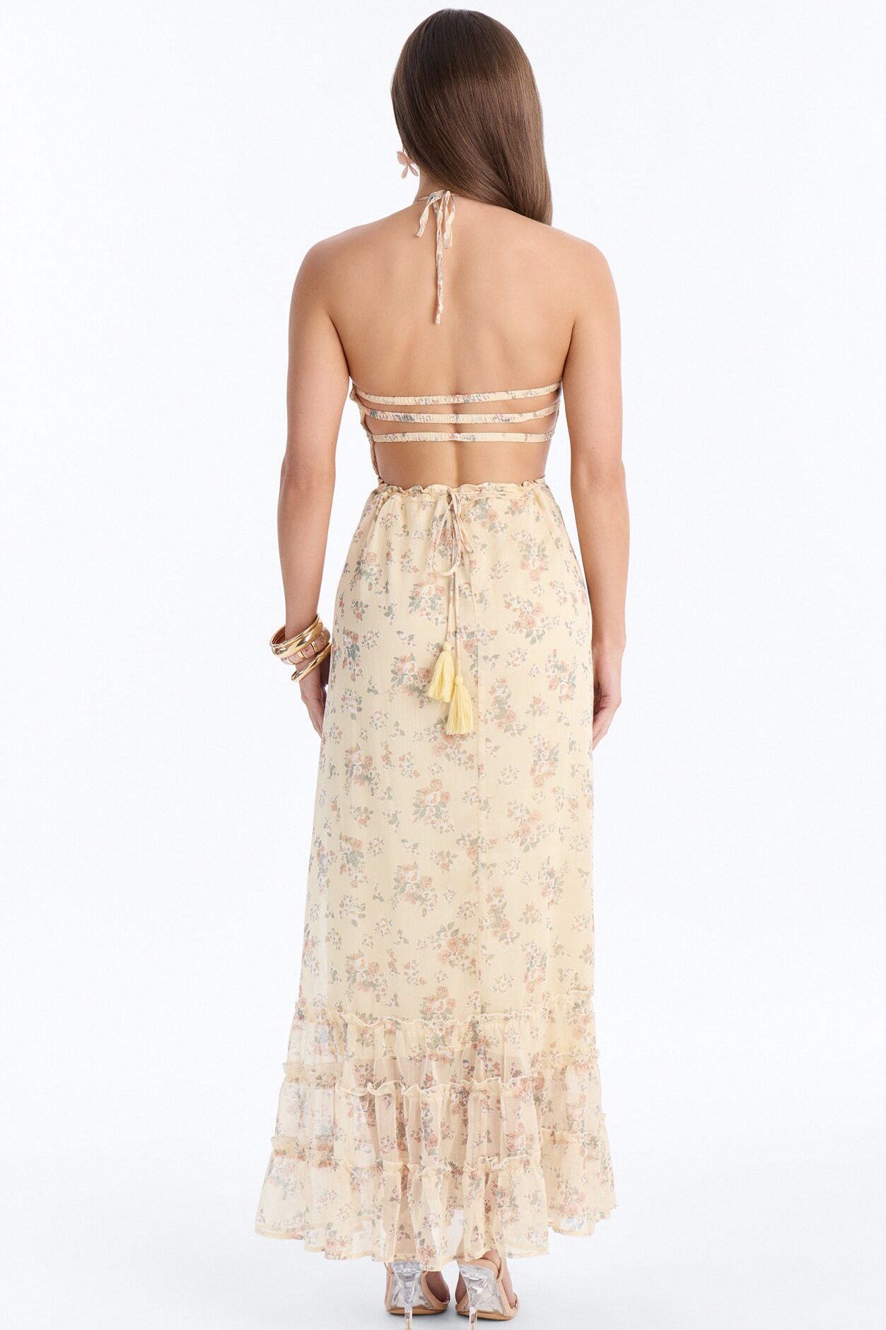 Lilah Floral Backless Maxi Dress - Yellow/combo