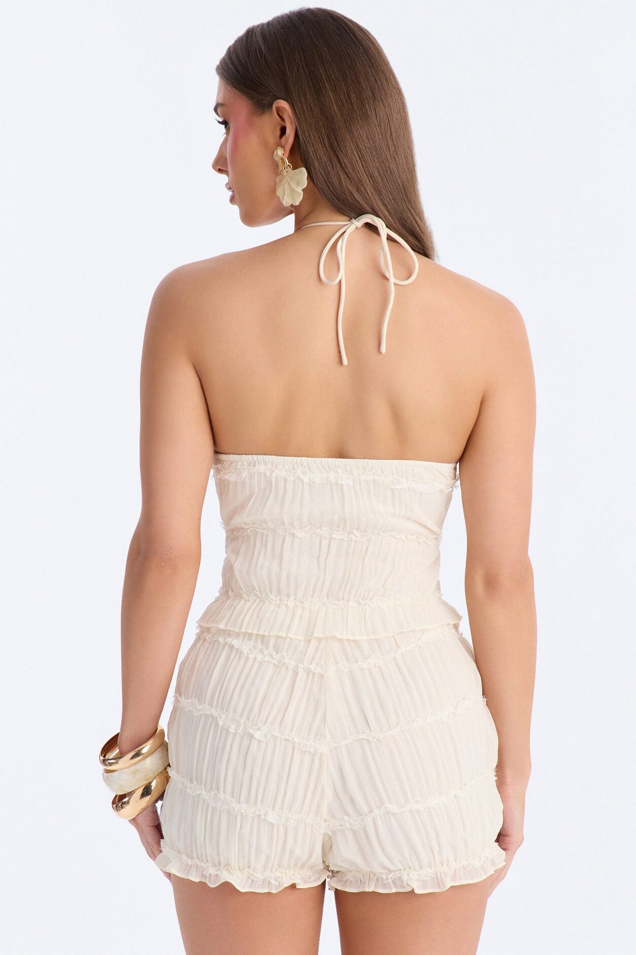 Late Bloom Chiffon Romper - Cream