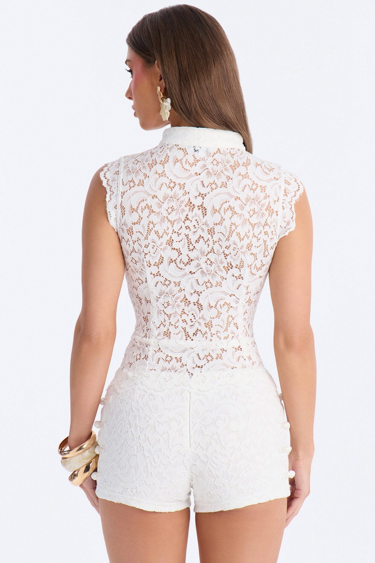 Le Fleur Lace Short Set - White