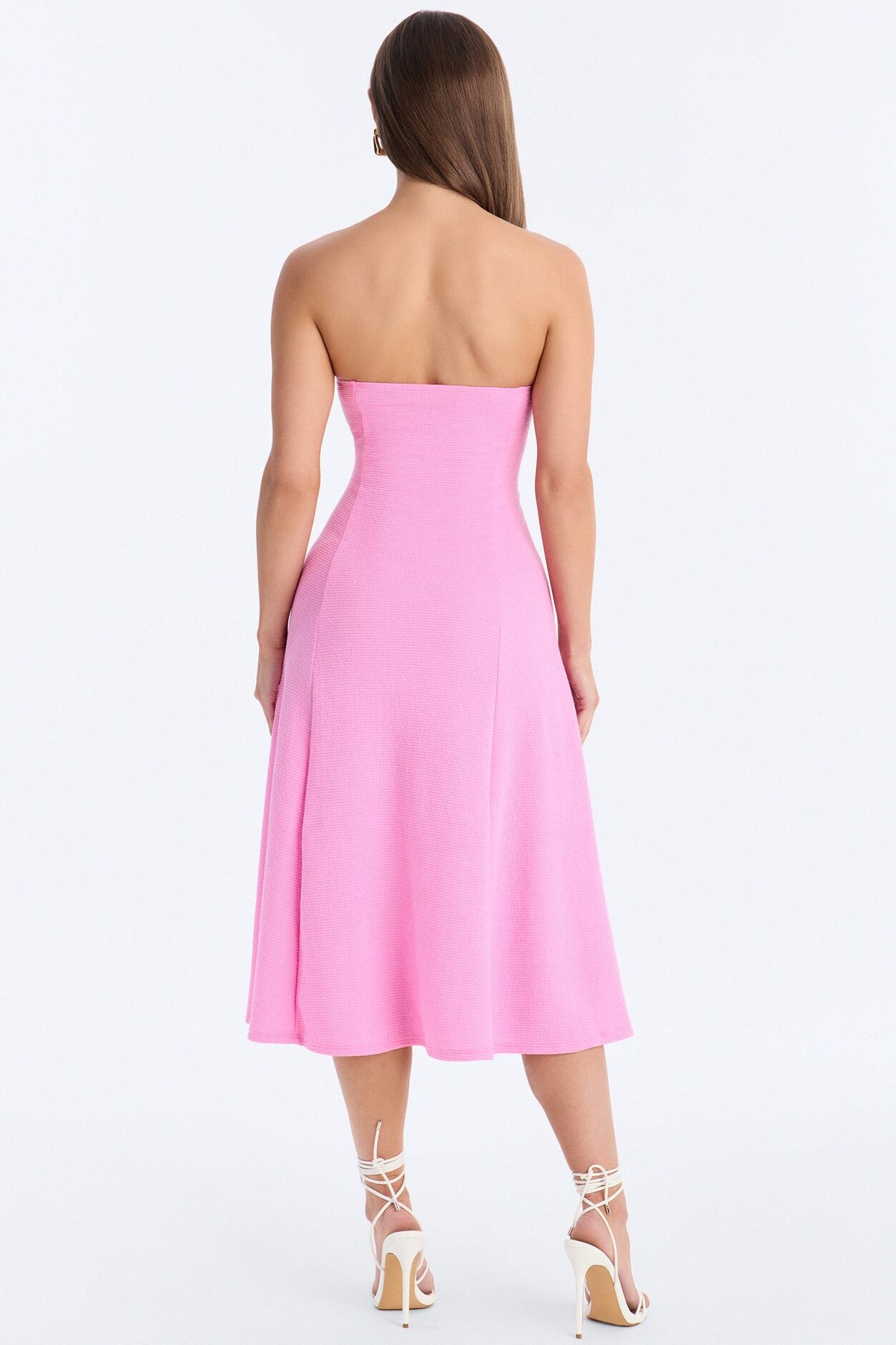 Celia Strapless Textured Midi Dress - Pink