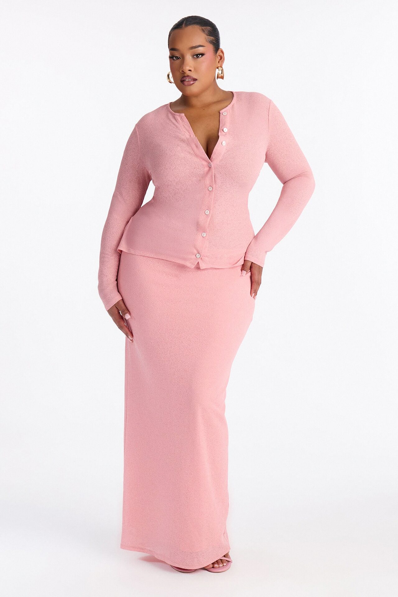 Sasha Button Up Maxi Dress - Pink