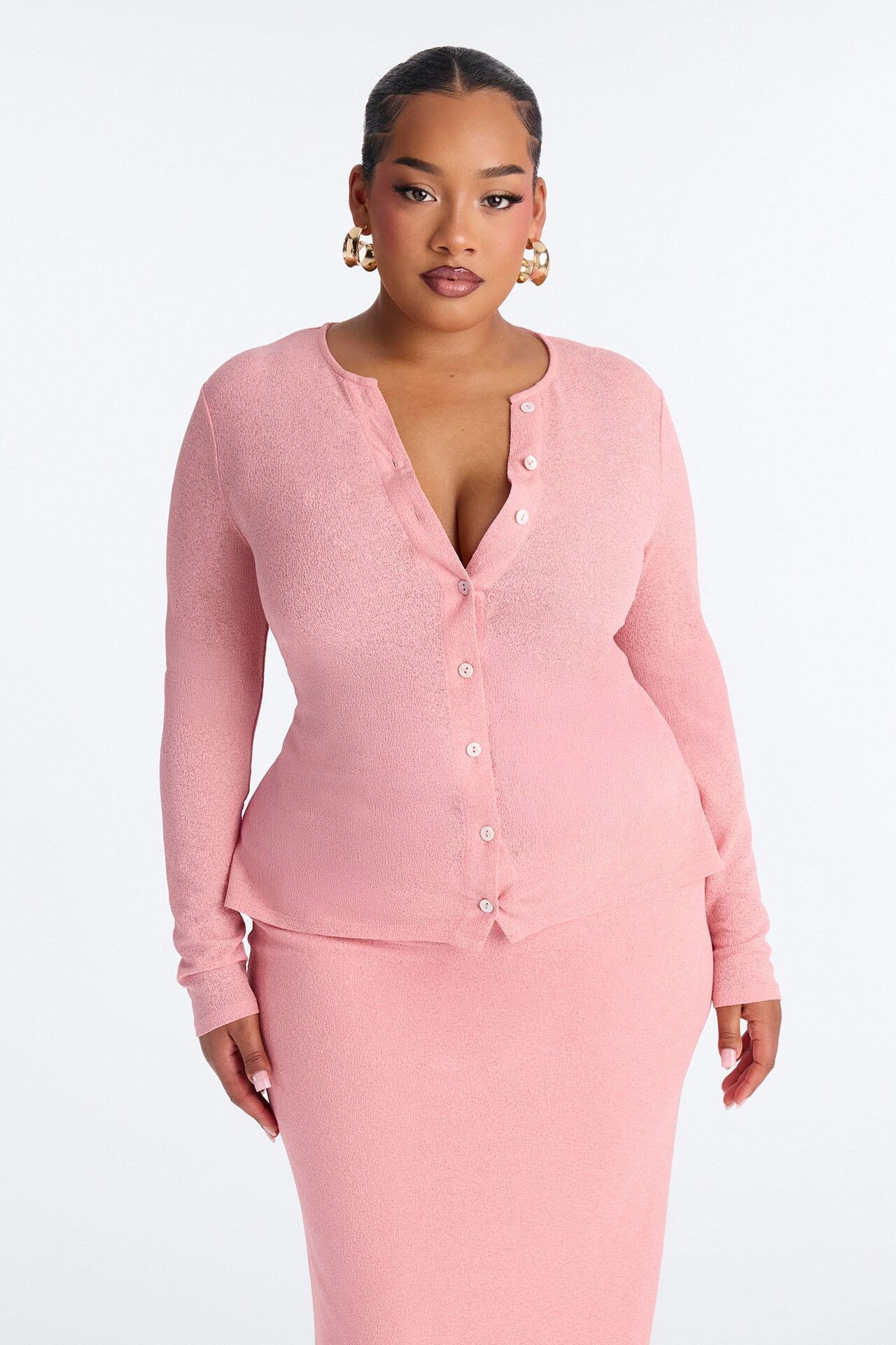 Sasha Button Up Maxi Dress - Pink