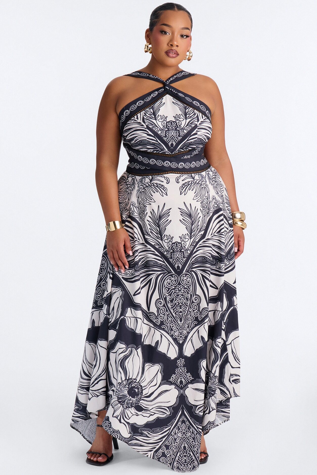 Yana Criss Cross Maxi Dress - Black/White