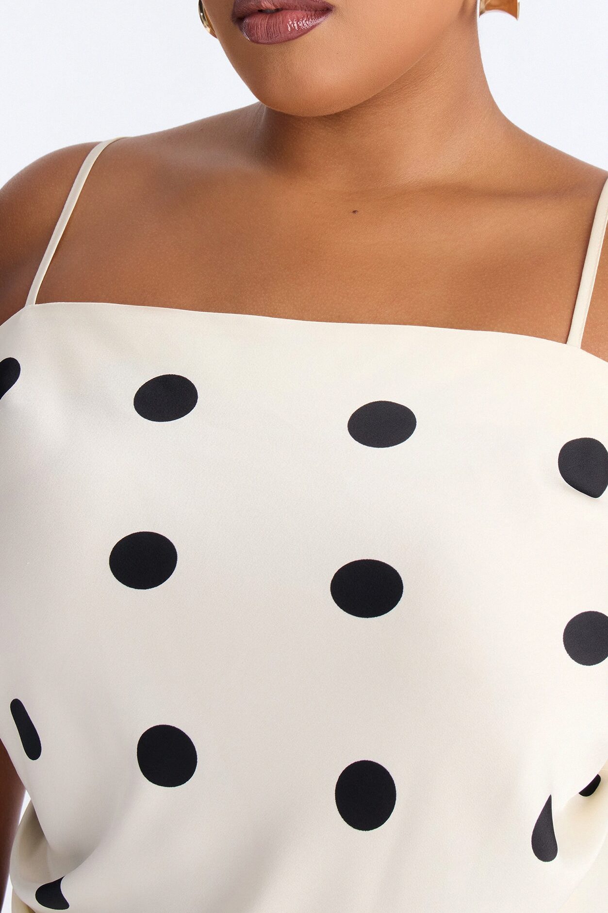 On The Dot Satin Pant Set - Black/White