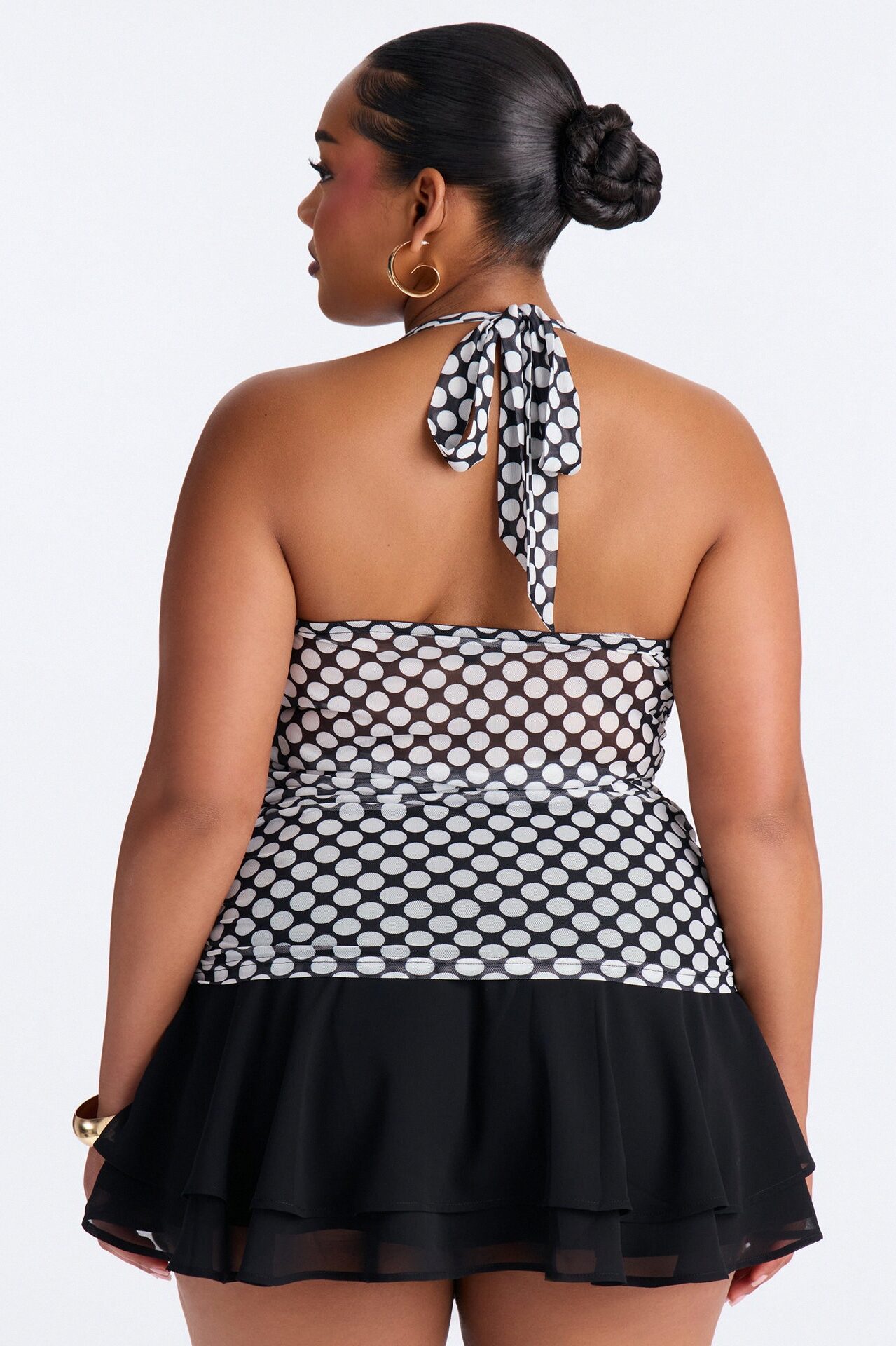 Pin Up Sweetheart Neck Halter Top - Black/combo