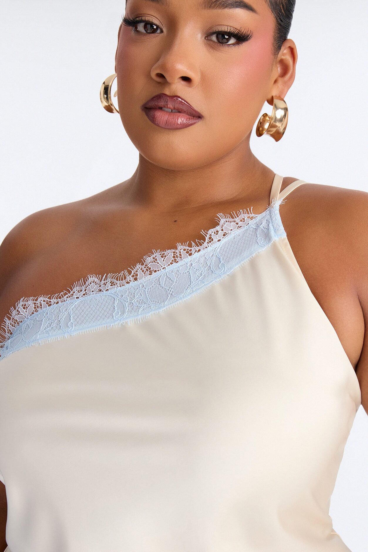 Summer's Little Secret Lace Trim Satin Top - Butter Yellow