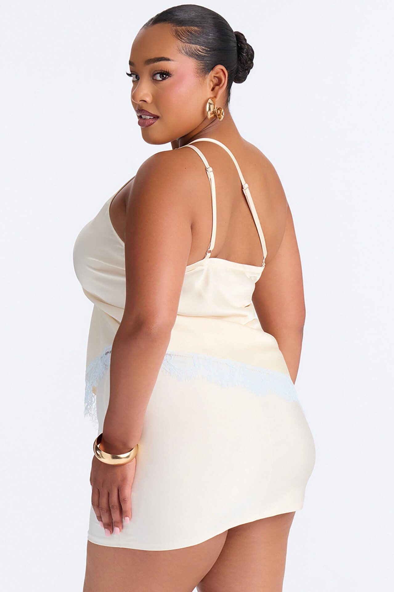 Summer's Little Secret Lace Trim Satin Top - Butter Yellow