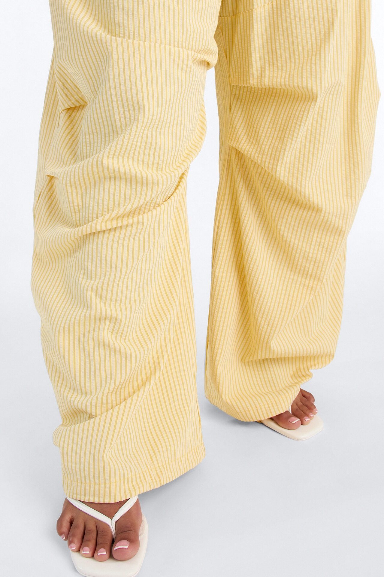 Sun Kissed Pinstripe Barrel Leg Jogger - Yellow