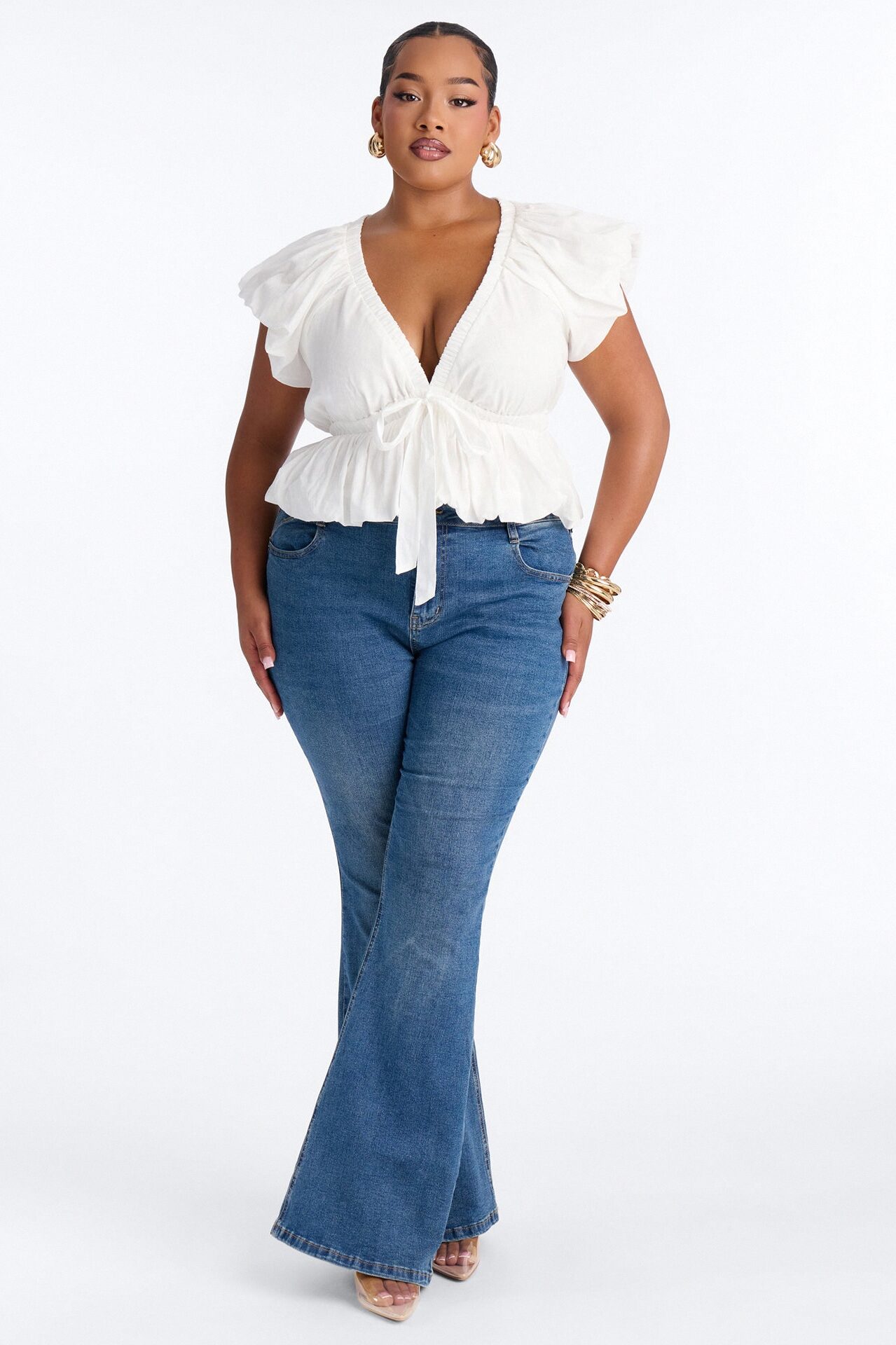 Summer Delight Ruched Top - White