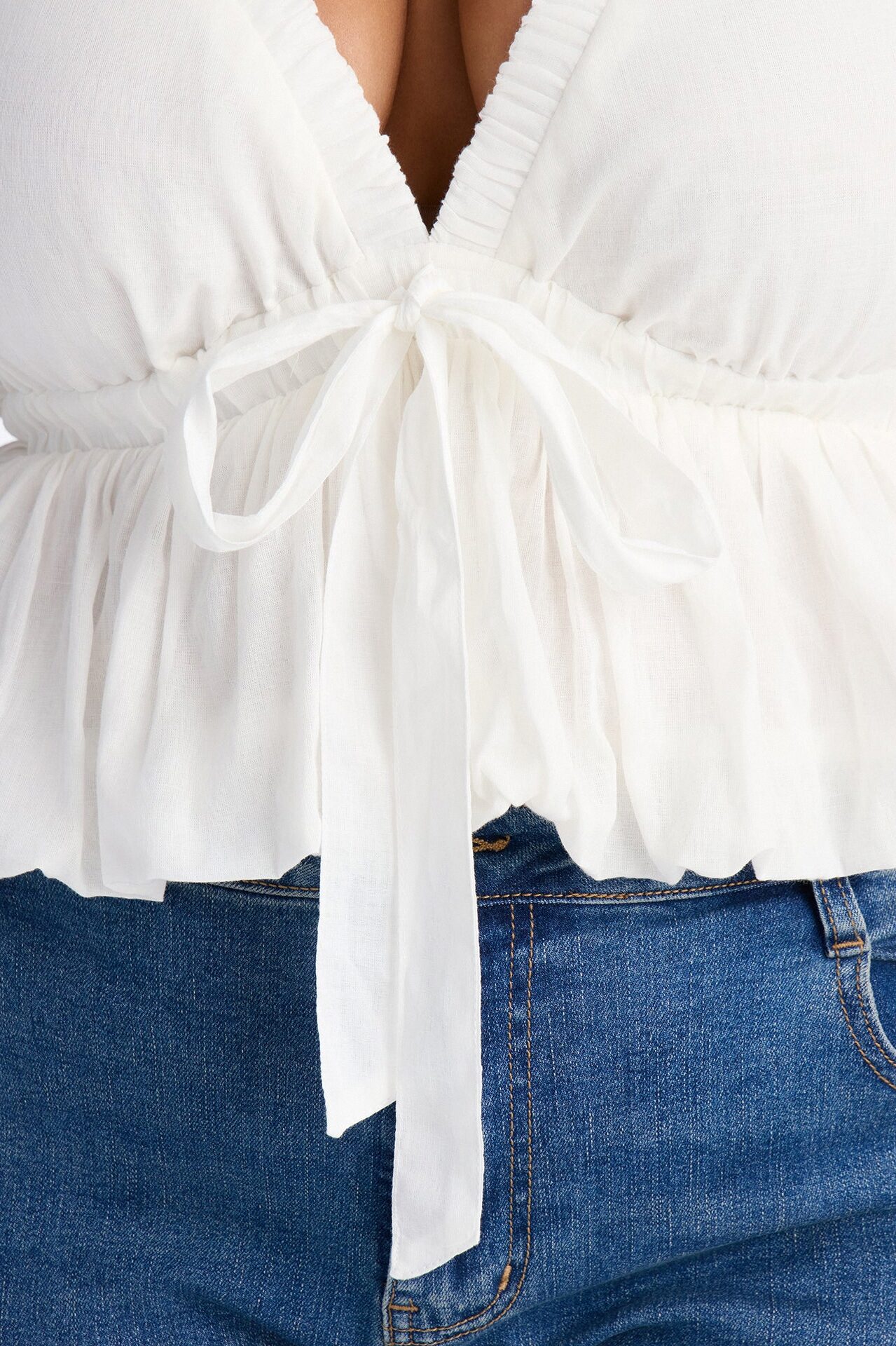 Summer Delight Ruched Top - White
