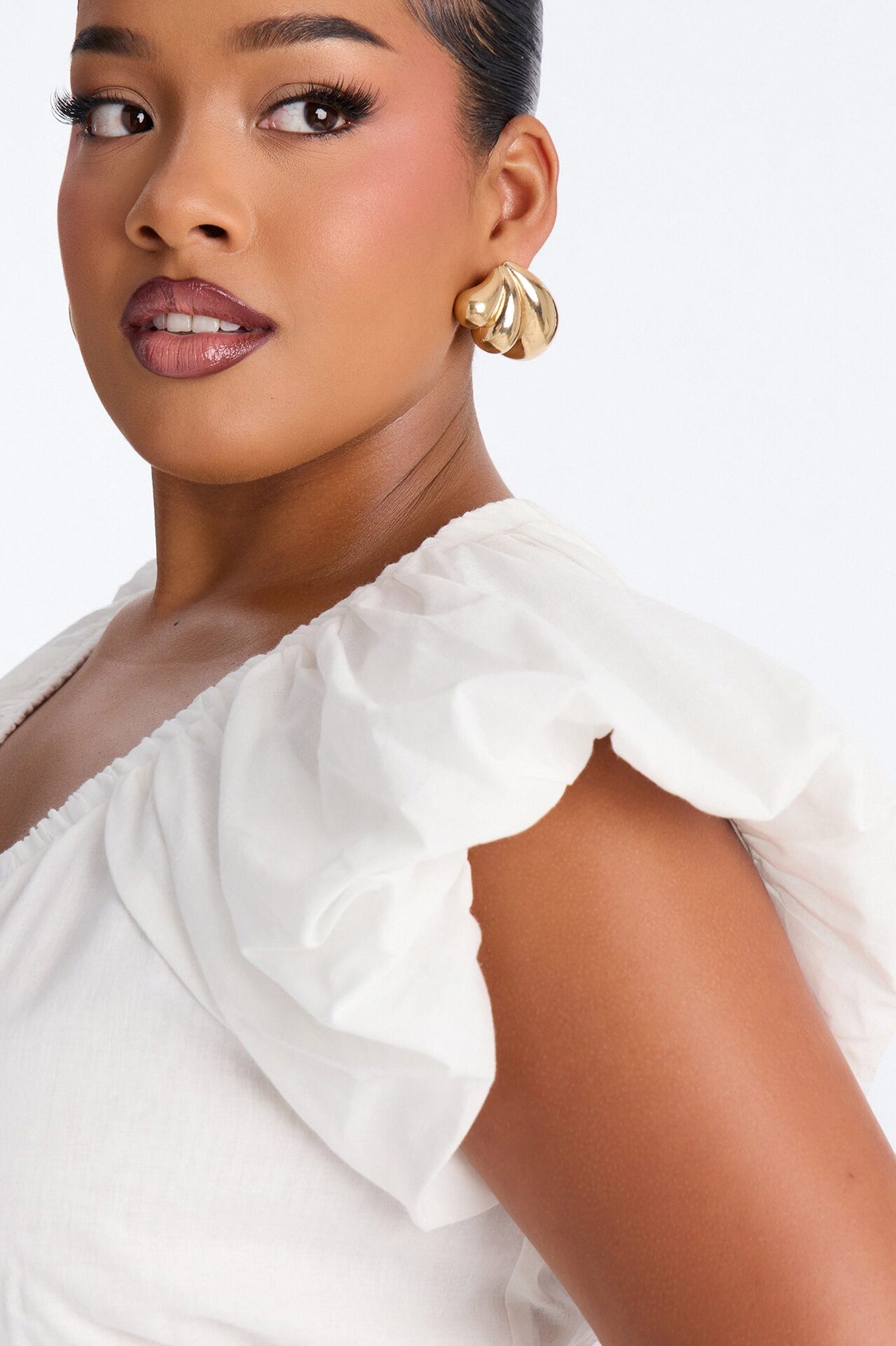 Summer Delight Ruched Top - White