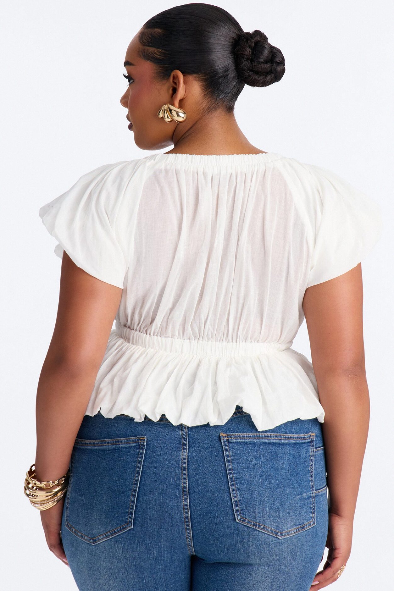 Summer Delight Ruched Top - White