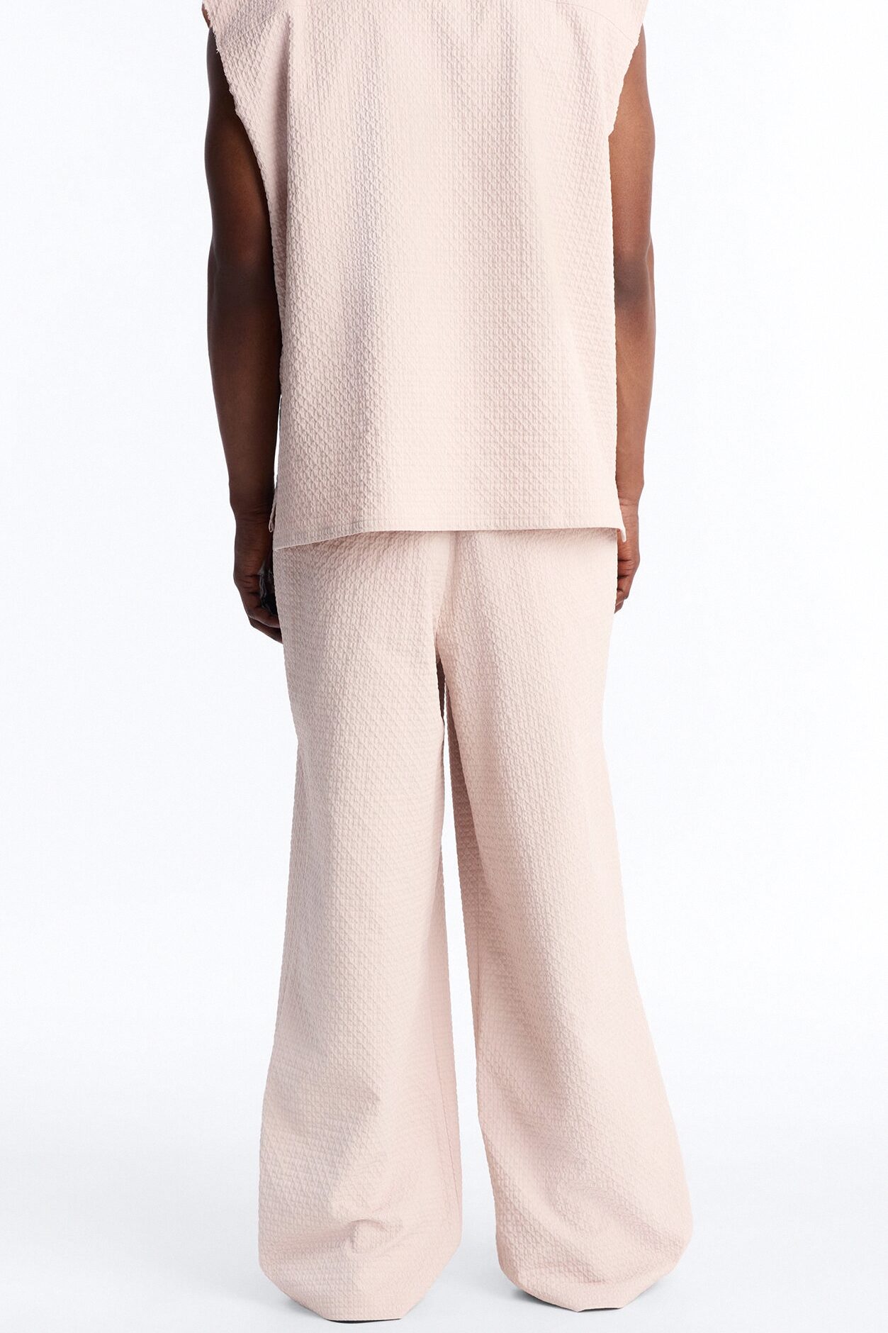Wide Leg Inspired By Fear Seersucker Trouser - Light Pink