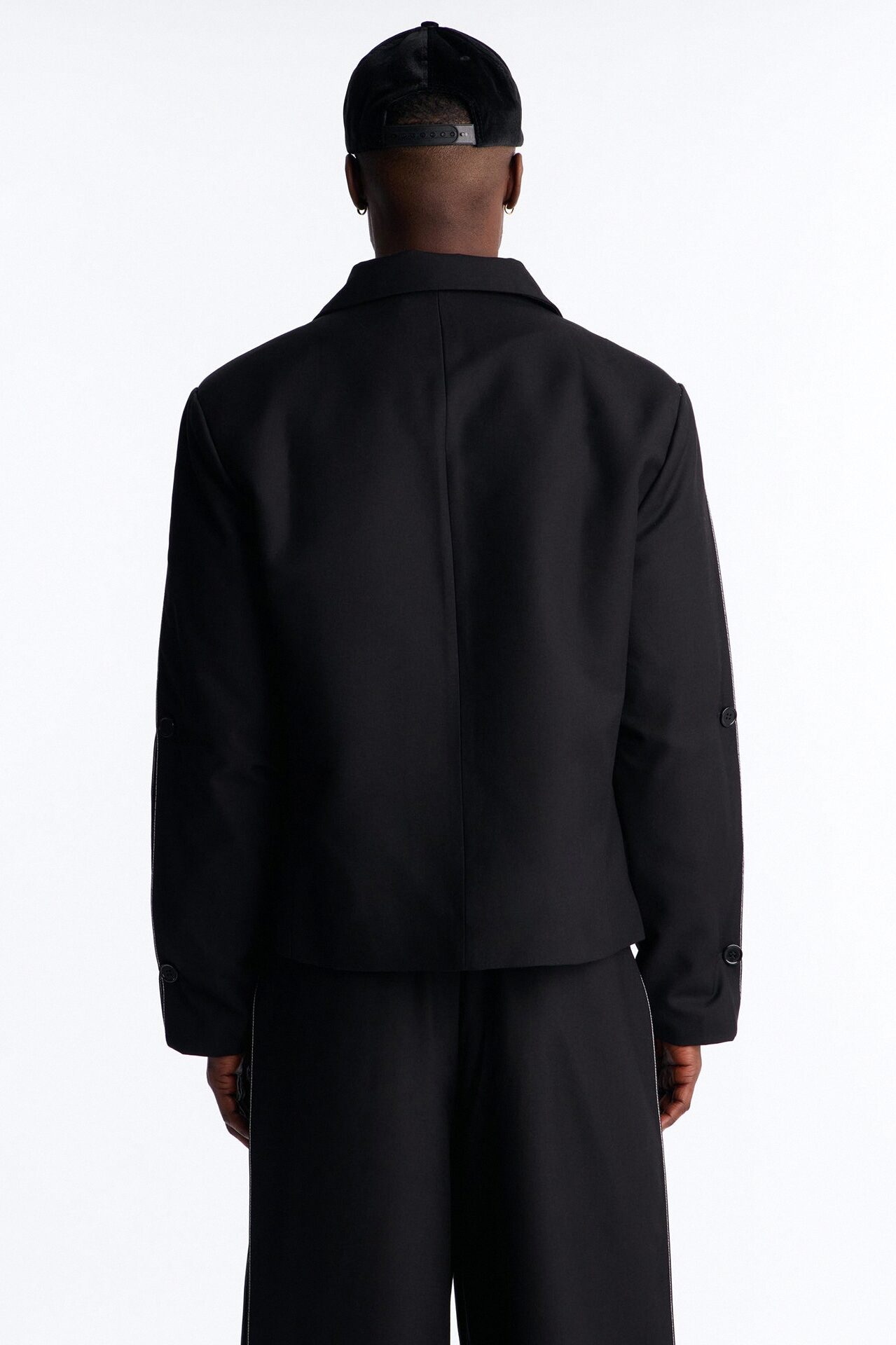 Relaxed New Age Zipper Reveal Tuxedo Jacket - Black