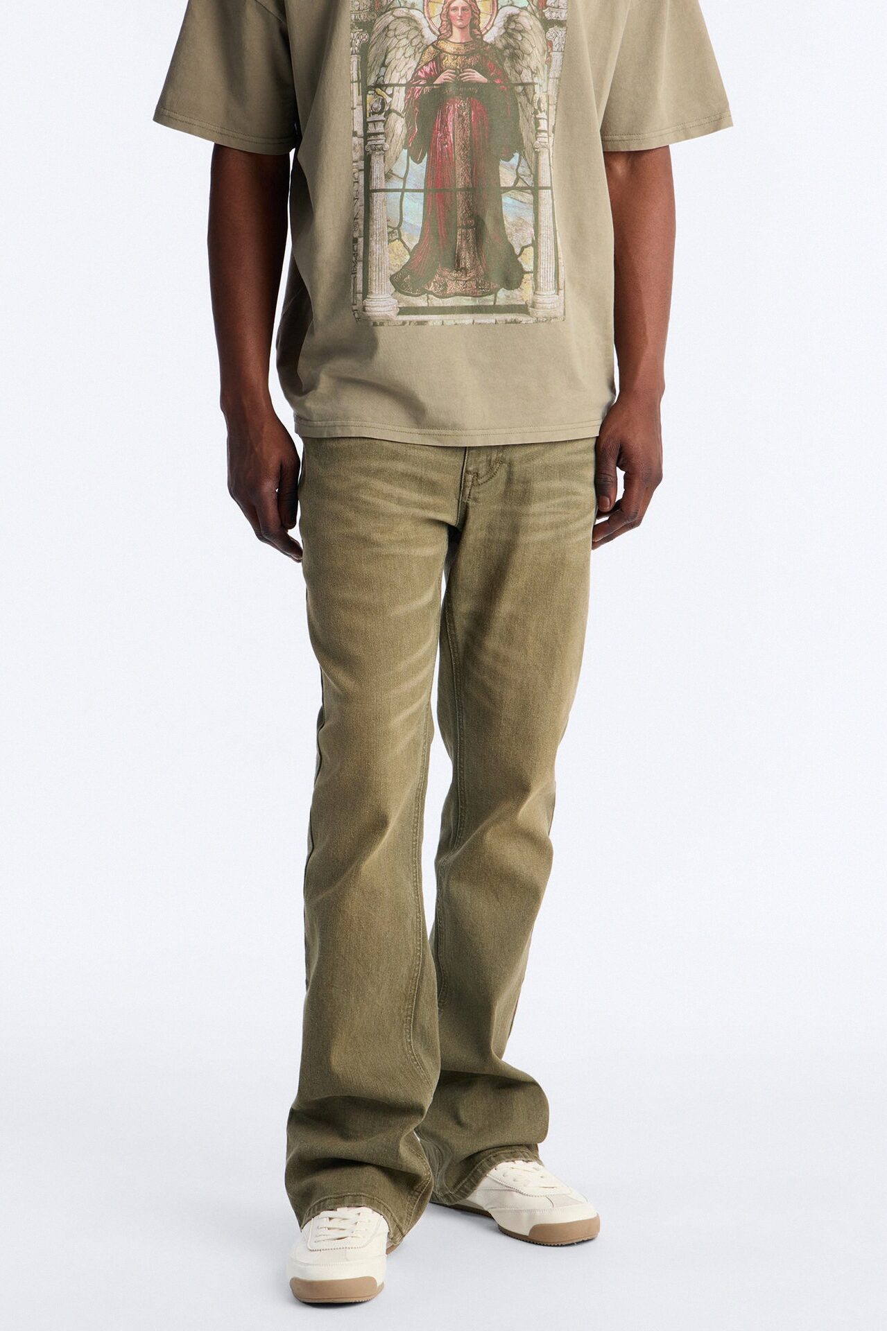 Essential Hue Stacked Skinny Flare Stretch Jean - Olive