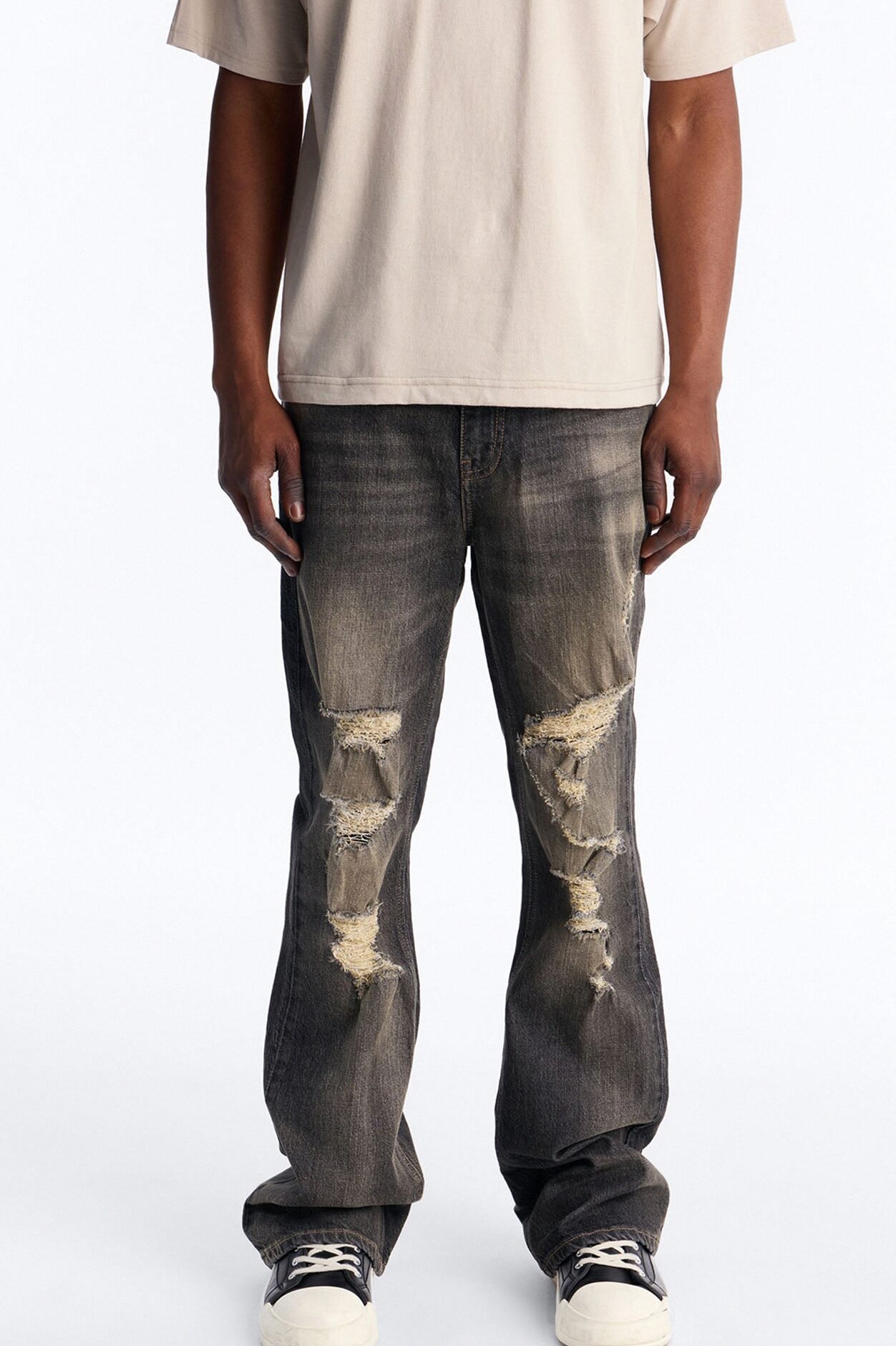 Stacked Slim Flare Make It Distressed Jean - Black Wash