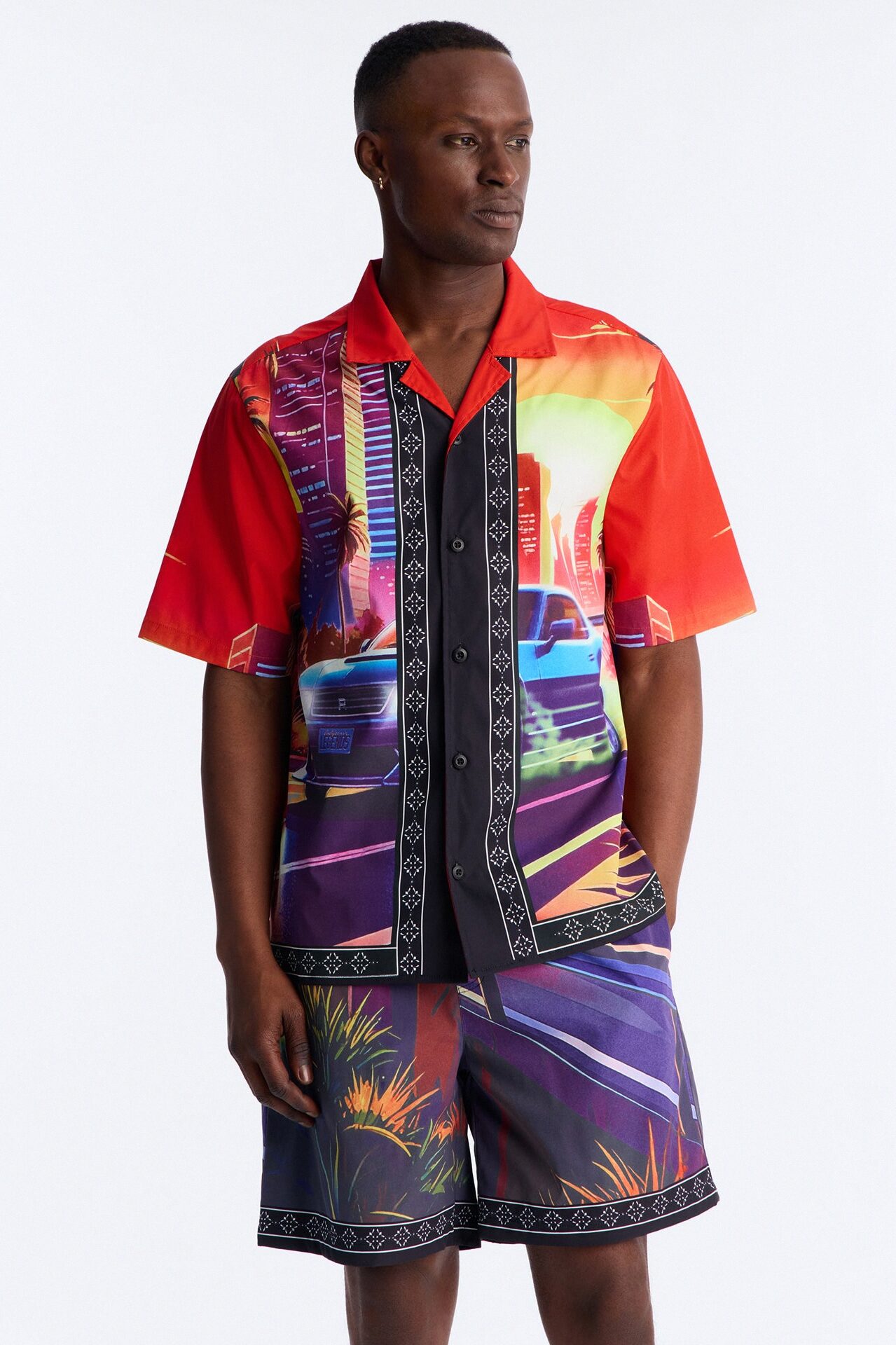 Relaxed Street Heat Cuban Collar Button Up Shirt - Multi Color