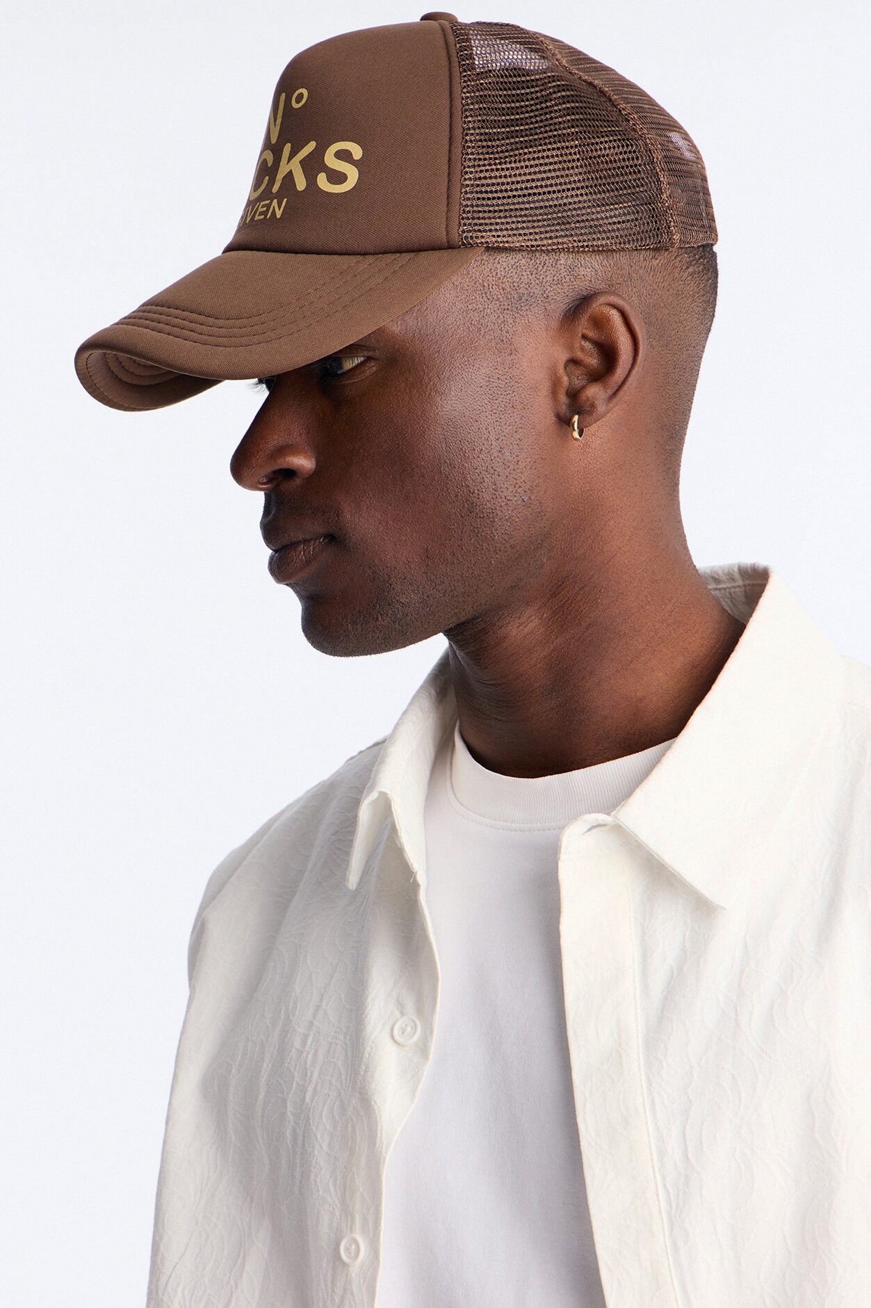 No Fcks Given Trucker Snapback Hat - Brown