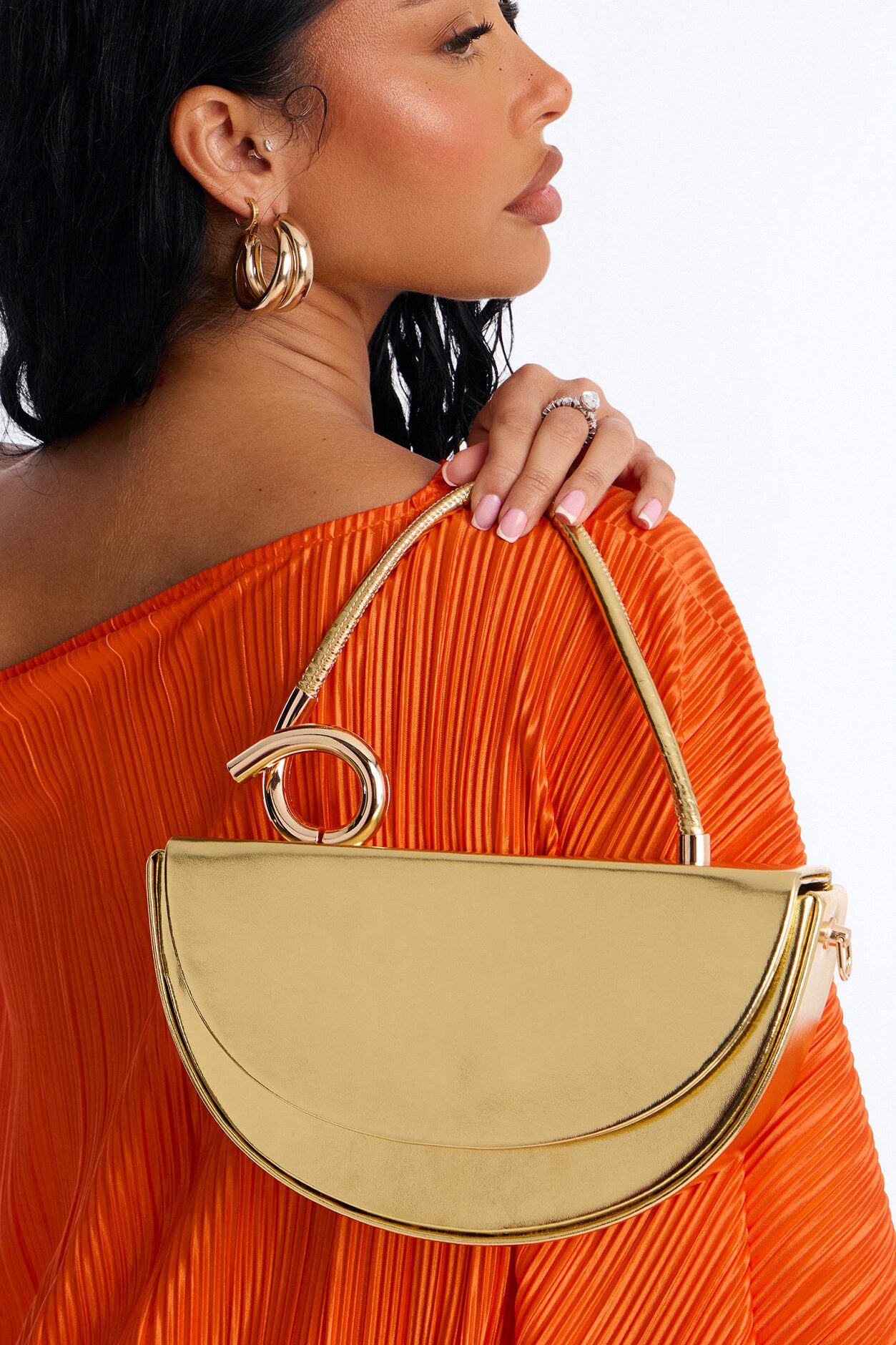 Adding A Twist Faux Leather Satchel Bag - Gold