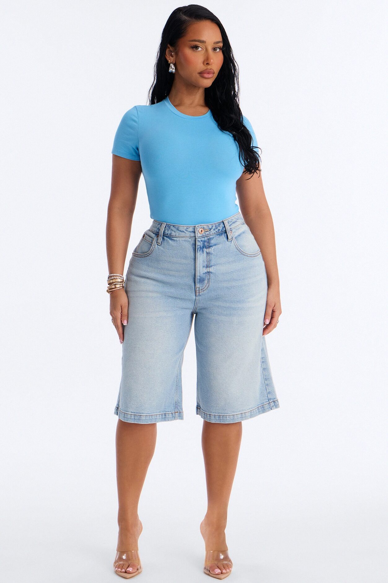 Cambria Short Sleeve Bodysuit - Light Blue