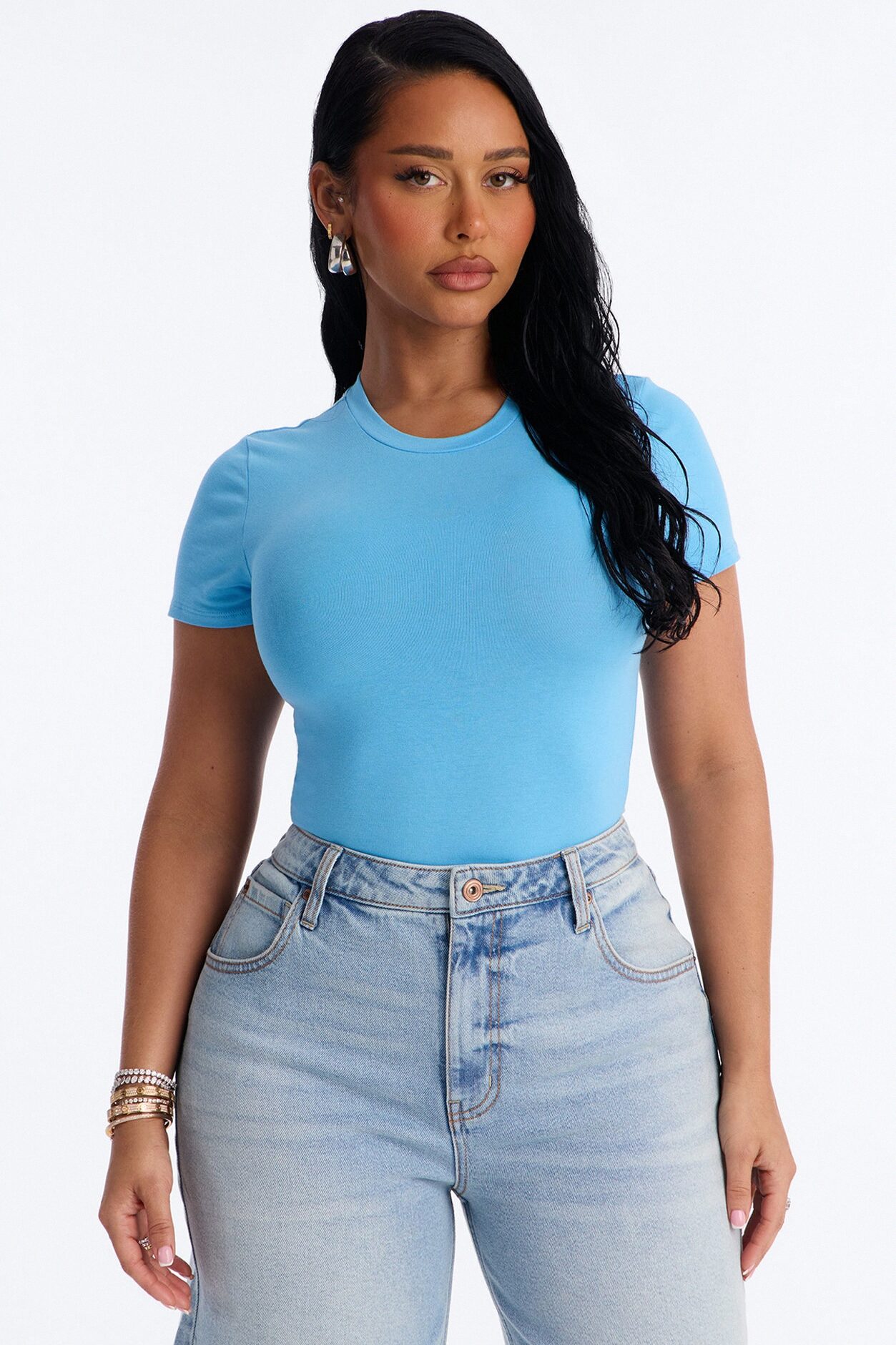 Cambria Short Sleeve Bodysuit - Light Blue