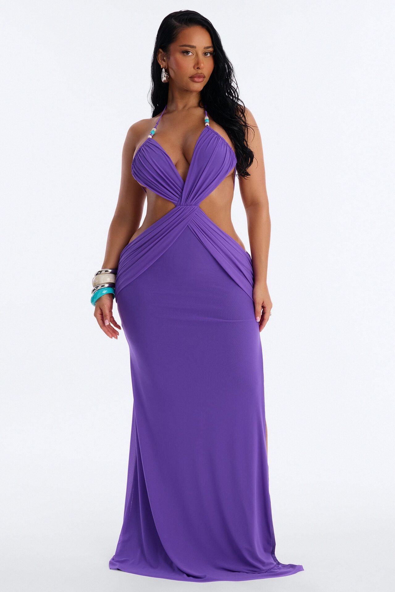No Filter Mesh Maxi Dress - Purple