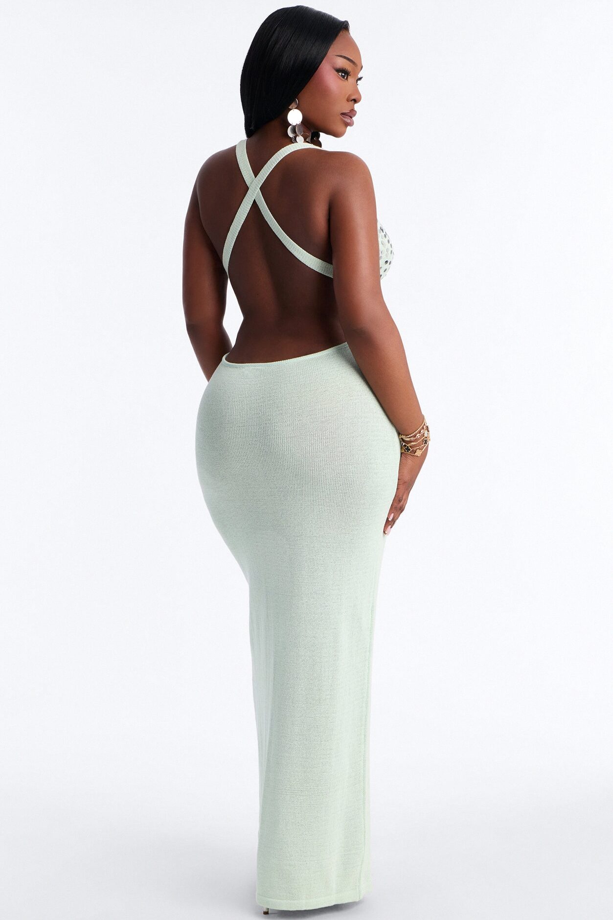 Shining In Paradise Crochet Maxi Dress - Mint