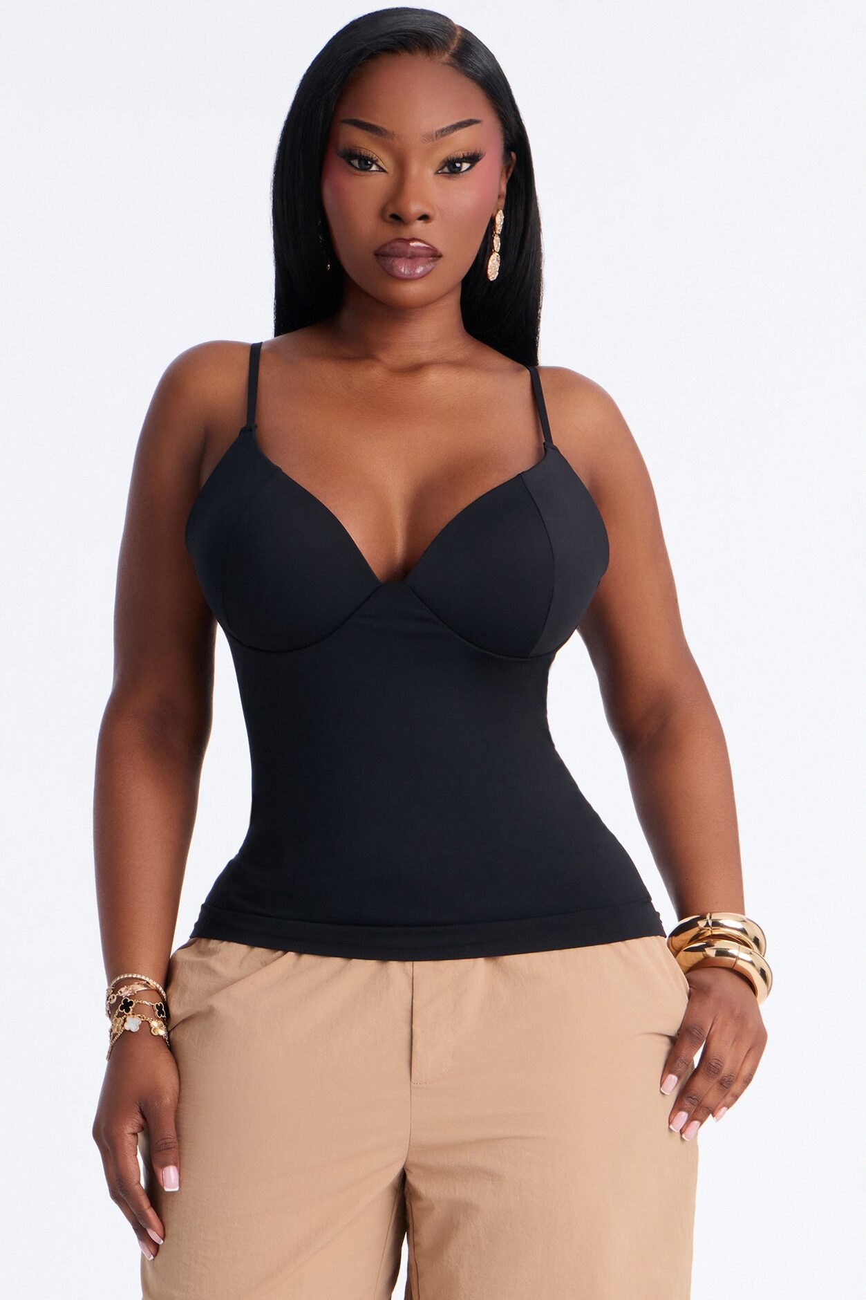 Kenny Padded Sweetheart Tank Top - Black