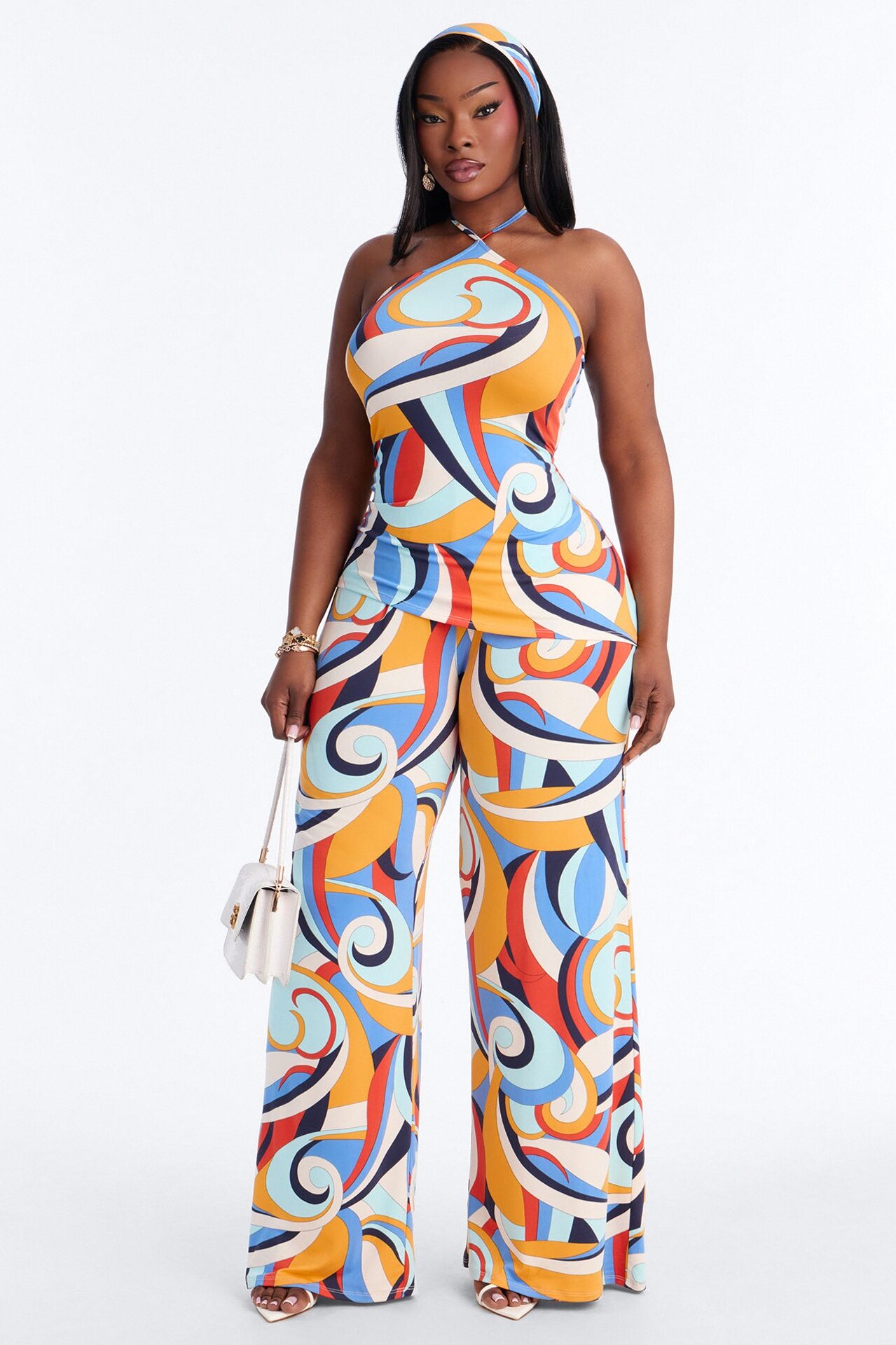 Good Vibes 3 Piece Pant Set - Blue/combo