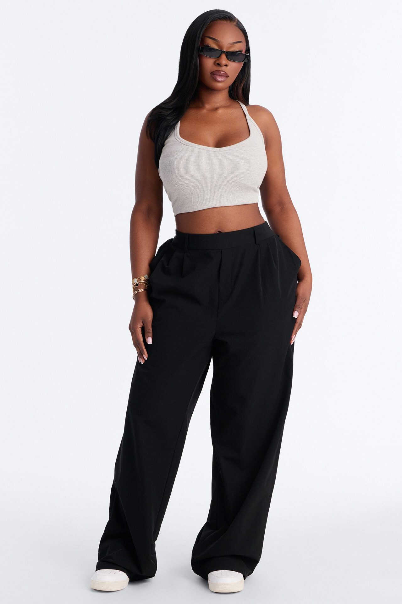 On the Go Breathable Wrinkle Free Wide Leg Pant - Black