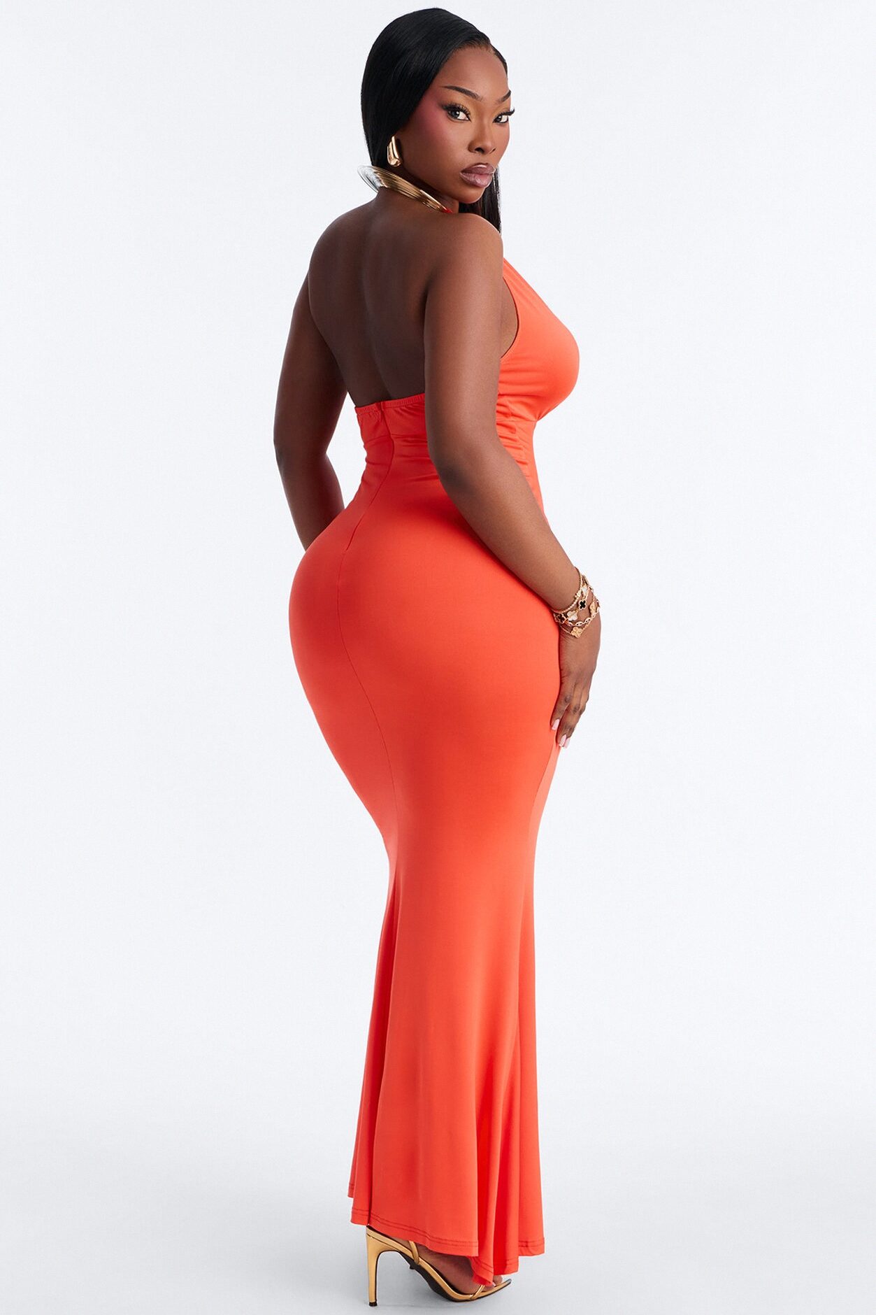 Cancun Vibing Deep V Maxi Dress - Orange