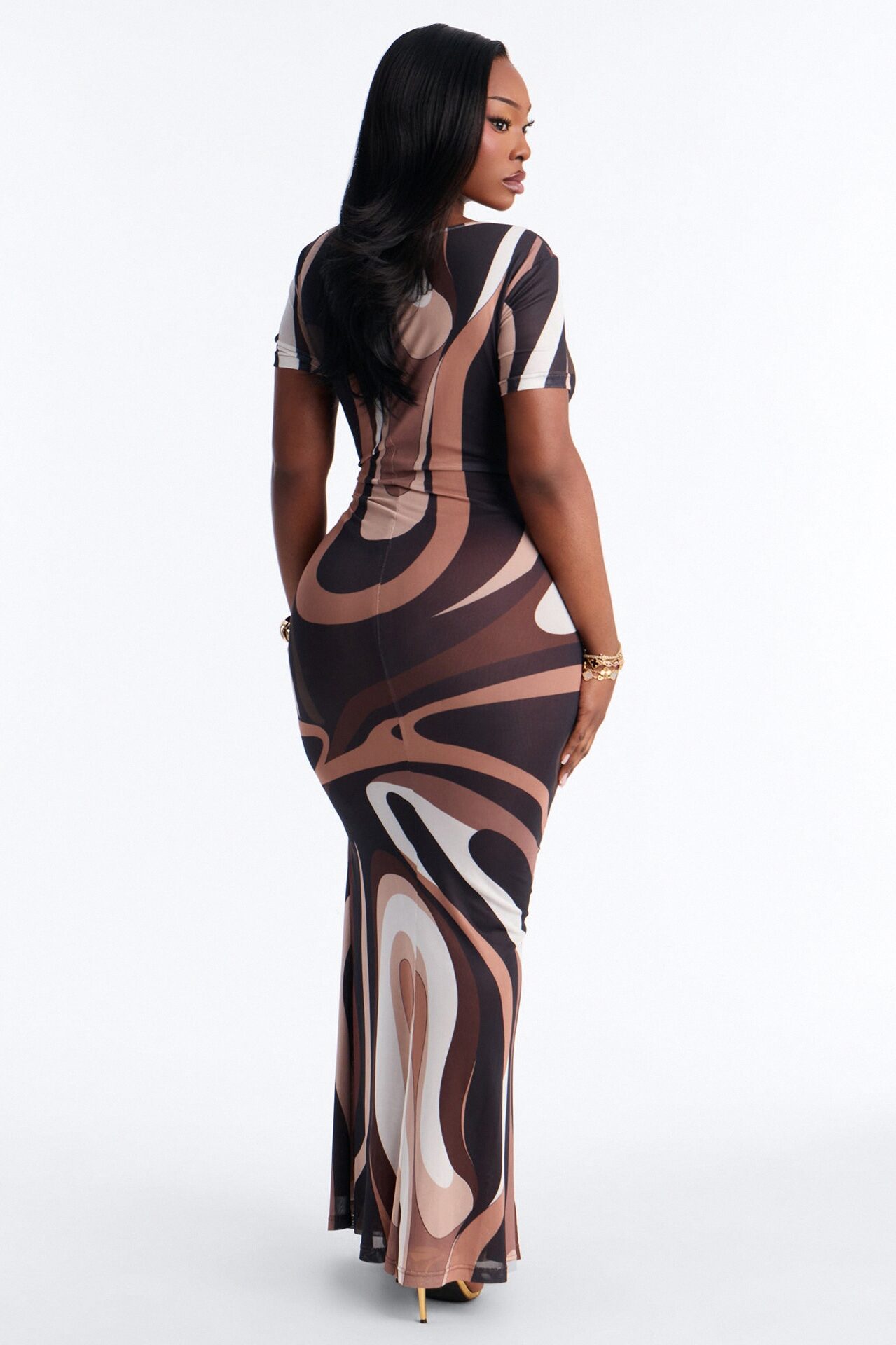 In Your Mind Mesh Maxi Dress - Brown/combo
