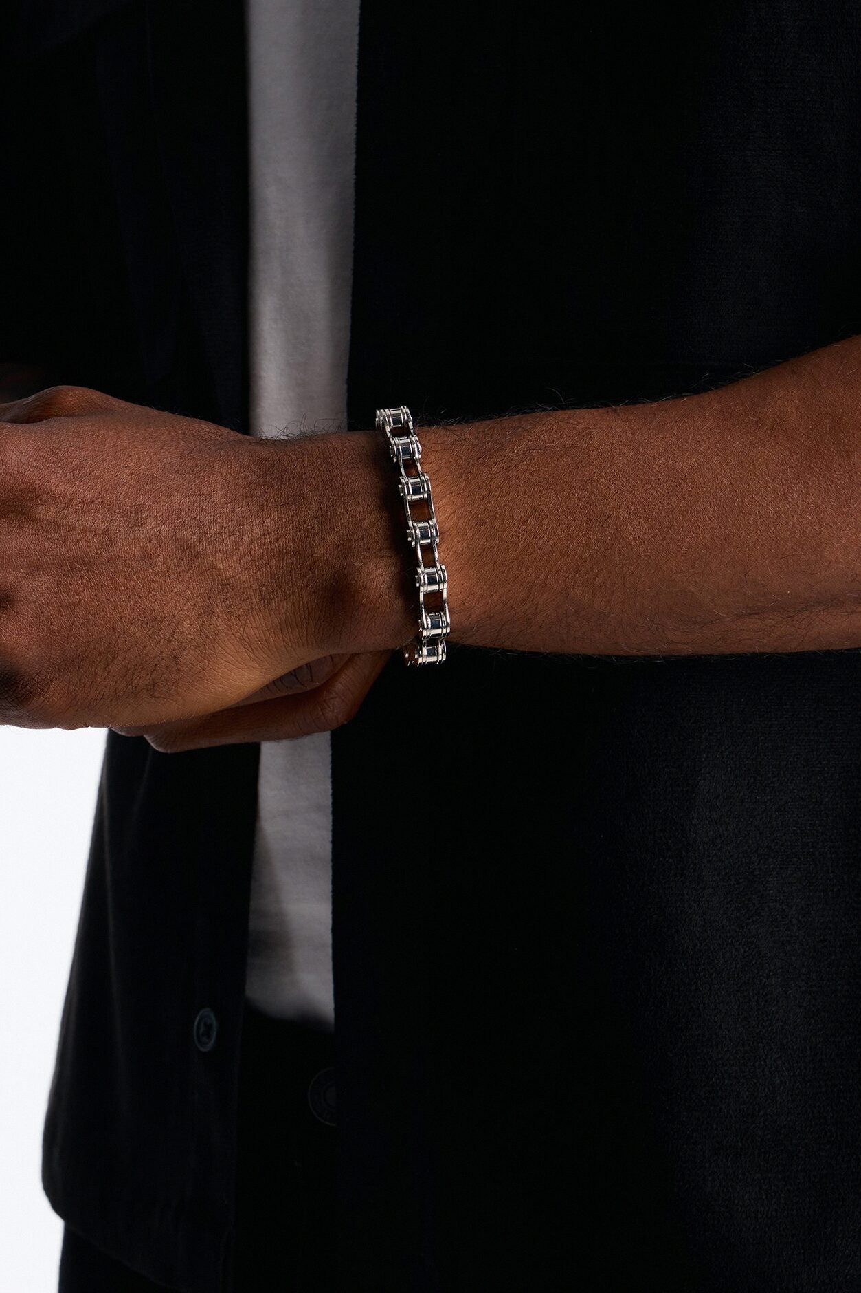 Steel Bike Chain Link Bracelet - Silver