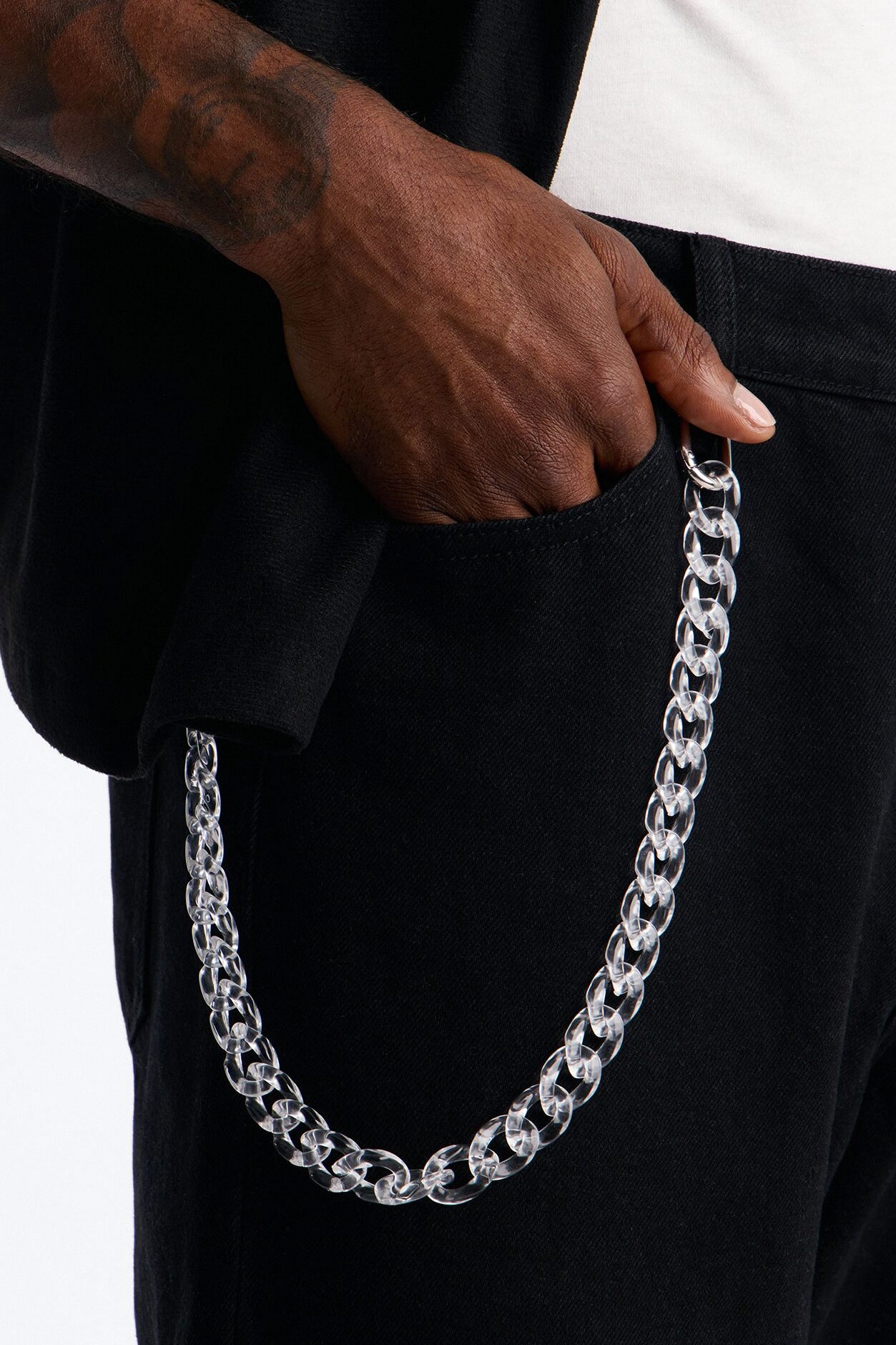 Thick Clear Cuban Link Pant Chain - Clear