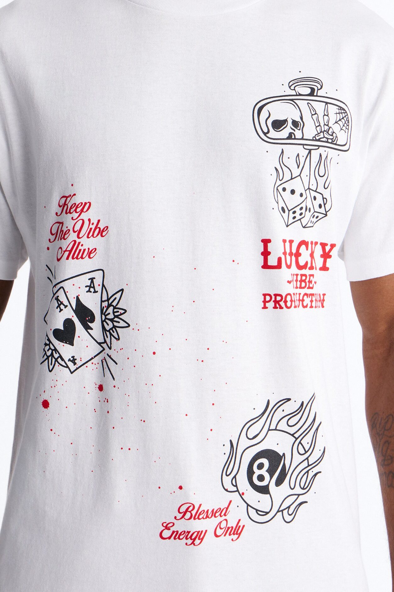 Lucky Vibes Oversized Short Sleeve Tee - White